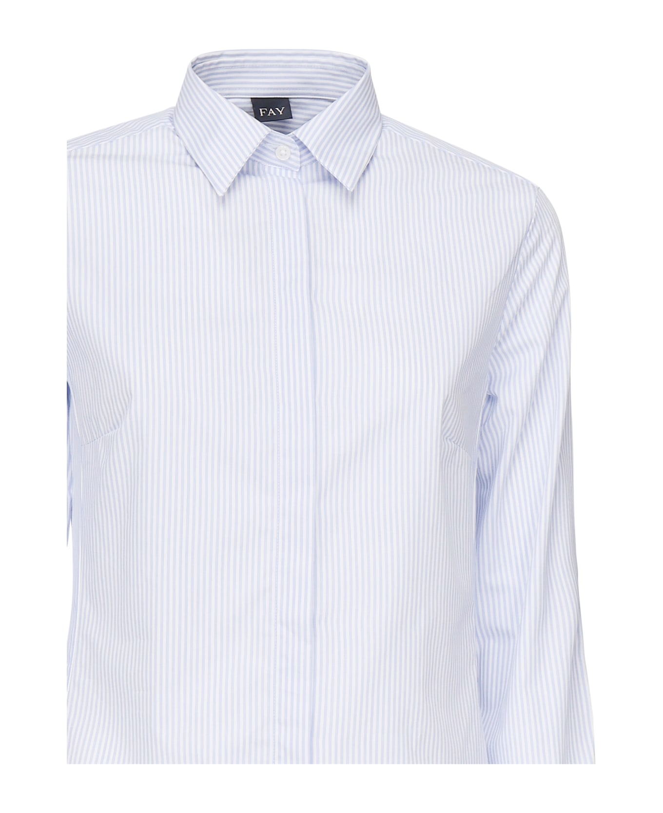Fay Slim Striped Shirt - WHITE, blue