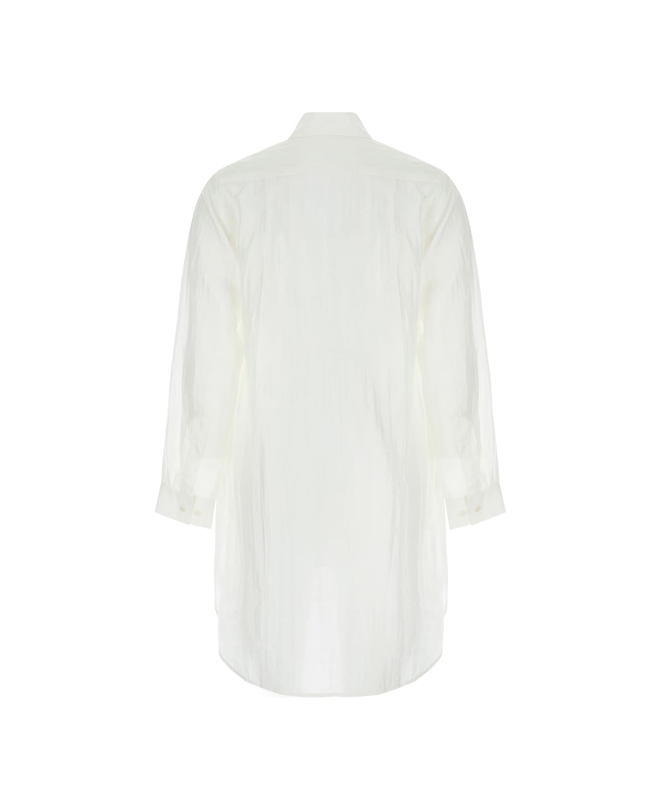 The Rose Ibiza White Maxi Shirt With Wrinkled Effect In Silk Woman - White ブラウス