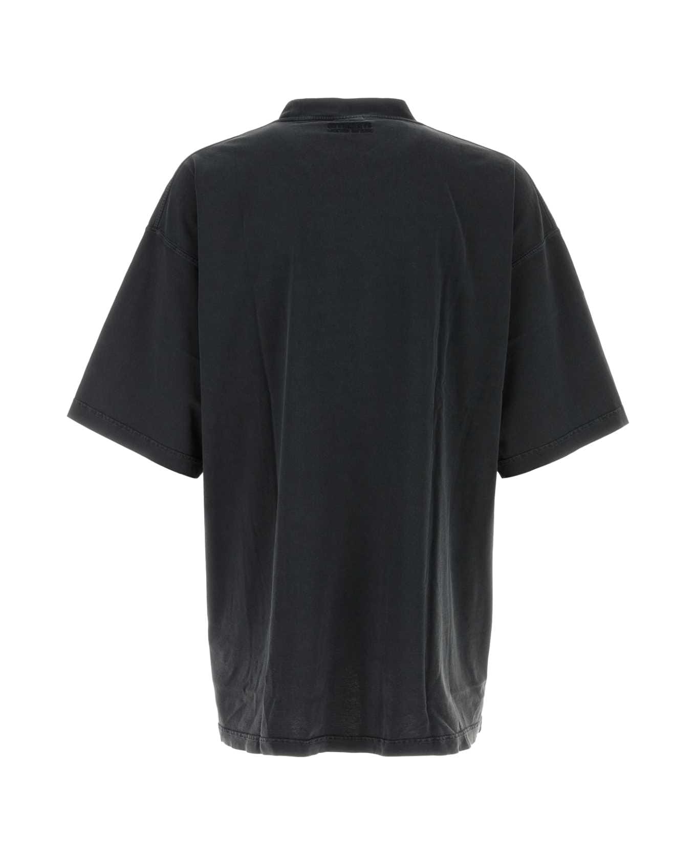 VETEMENTS Black Cotton Oversize T-shirt - BLACK