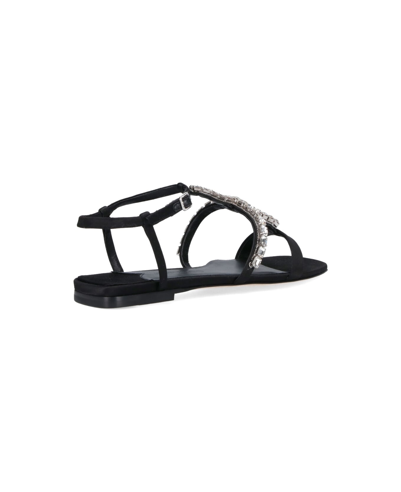 Jimmy Choo Sandals With "gwyn" Crystals - Black  