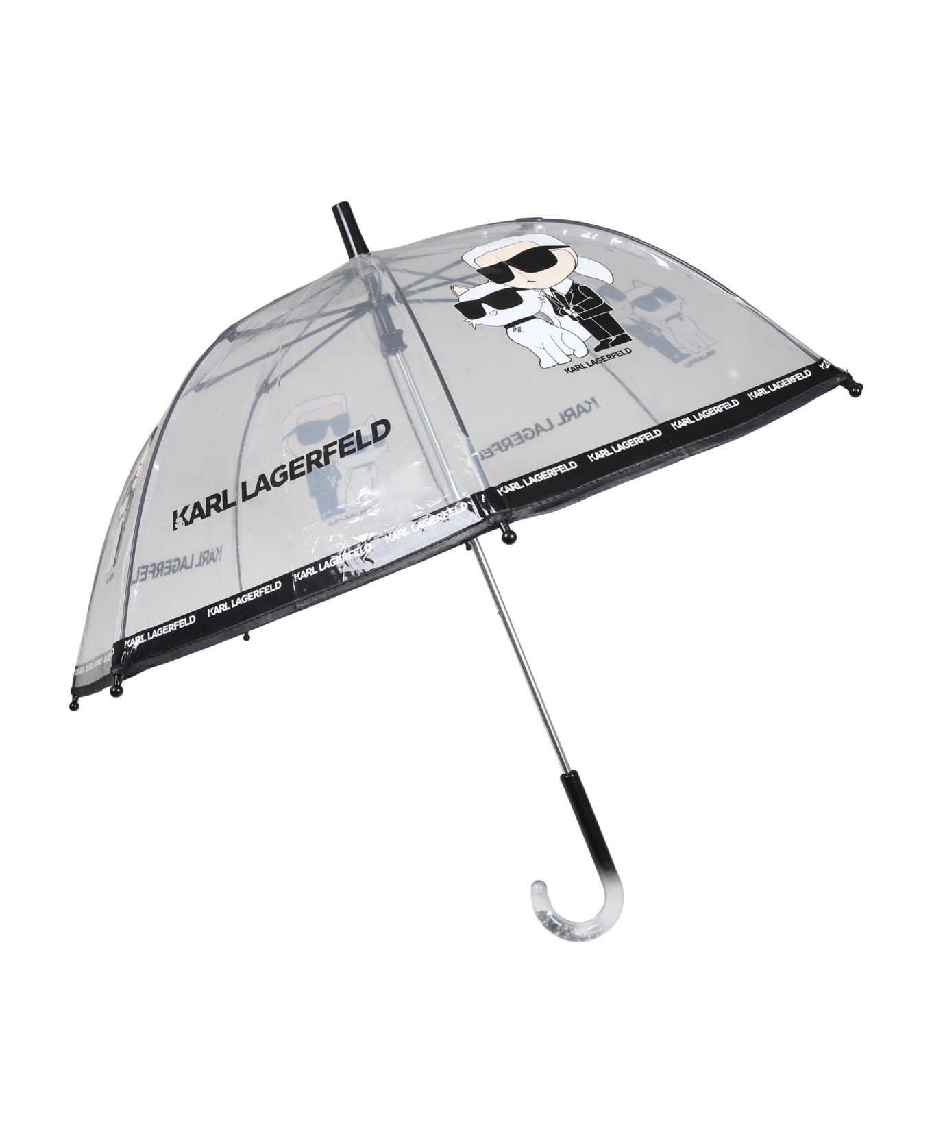 Karl Lagerfeld Kids Transparent Umbrella For Kids With Logo - Transparent