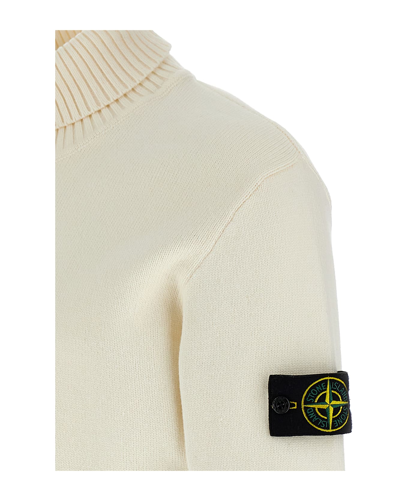 Stone Island Logo Badge Turtleneck Sweater - Neutro