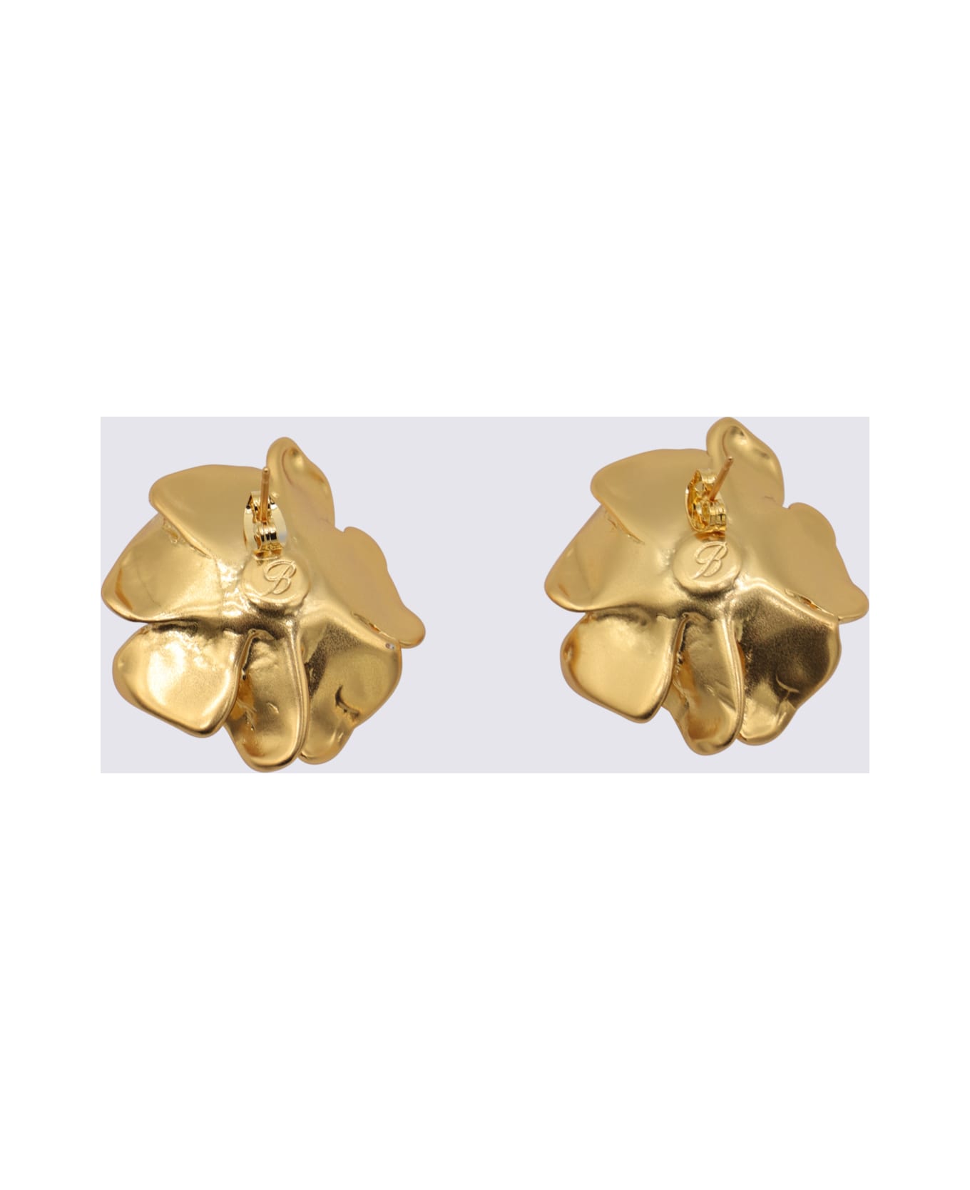 Blumarine Gold Metal Rose Earrings - Golden イヤリング