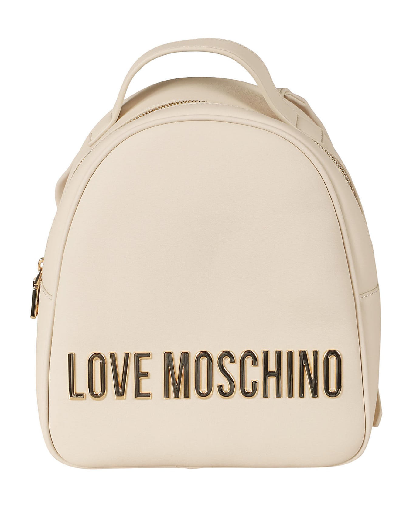 Love Moschino Logo Plaque Embossed Backpack - Avorio