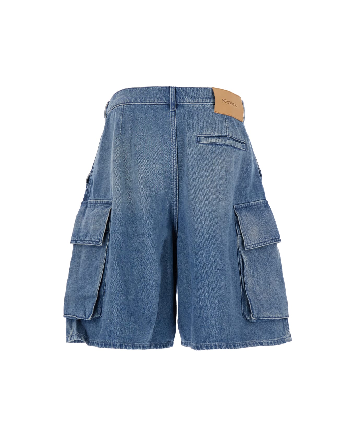 J.W. Anderson Light Blue Bermuda Shorts With Cargo Pockets And Logo Patch On The Back In Denim Man - Light blue