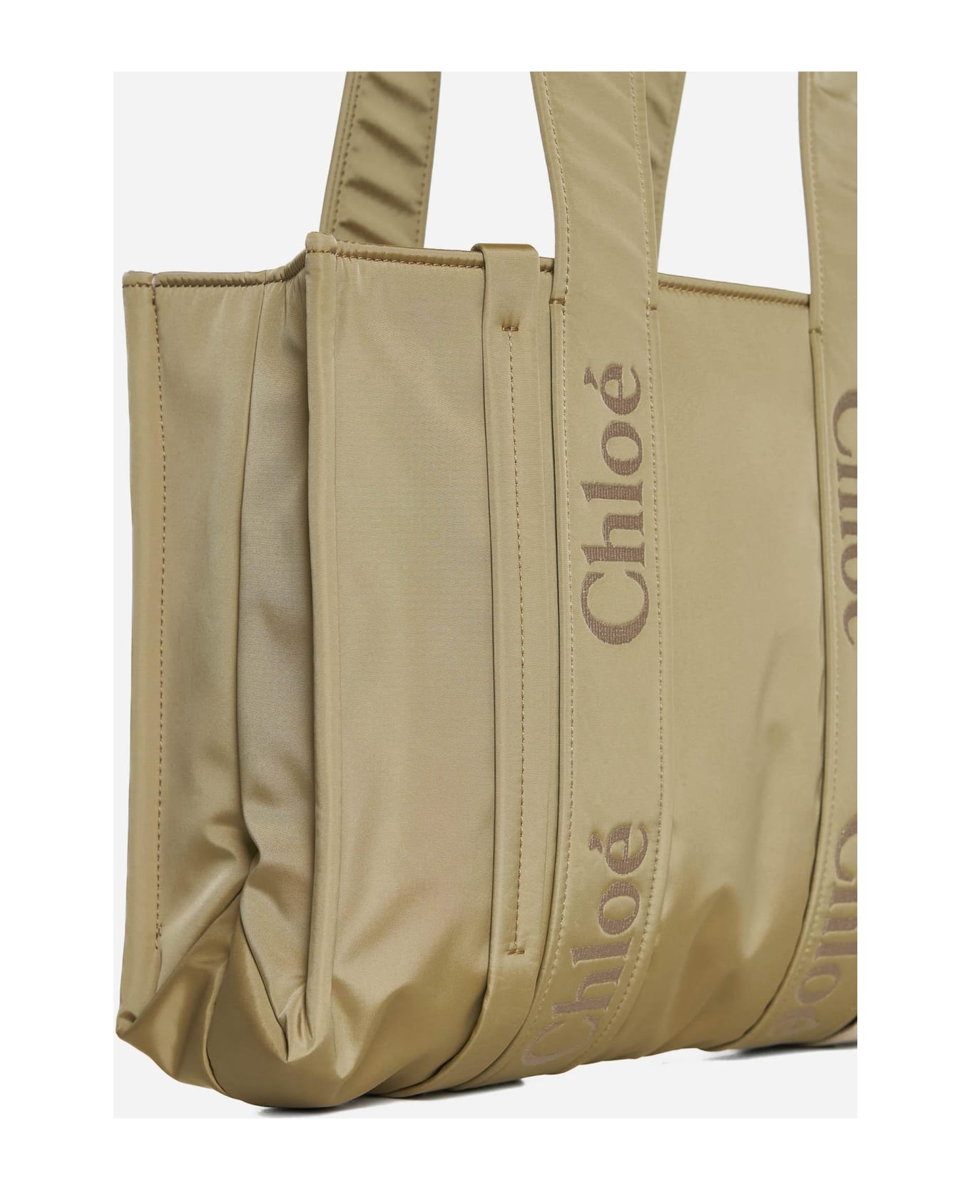 Chloé Woody Medium Leather Nylon Bag - Verde トートバッグ