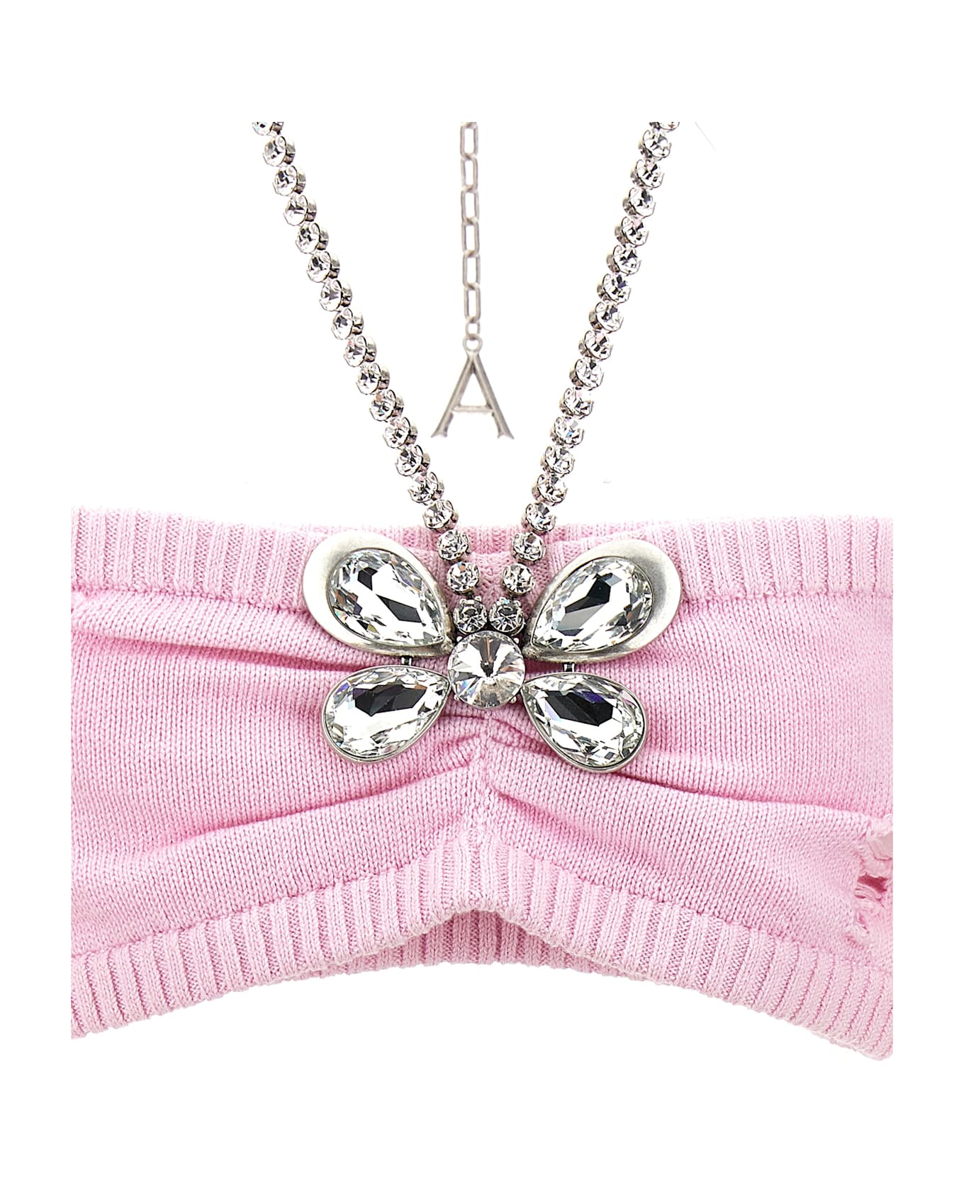 AREA 
crystal Butterfly Knit Bandeau
 Top - Pink