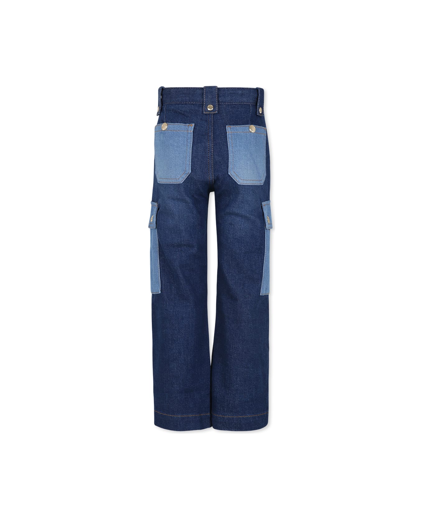 Chloé Blue Jeans For Girl With Logo - BLUE