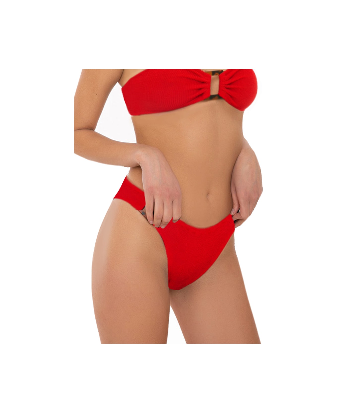 MC2 Saint Barth Woman Crinkle Cheeky Swim Briefs - RED