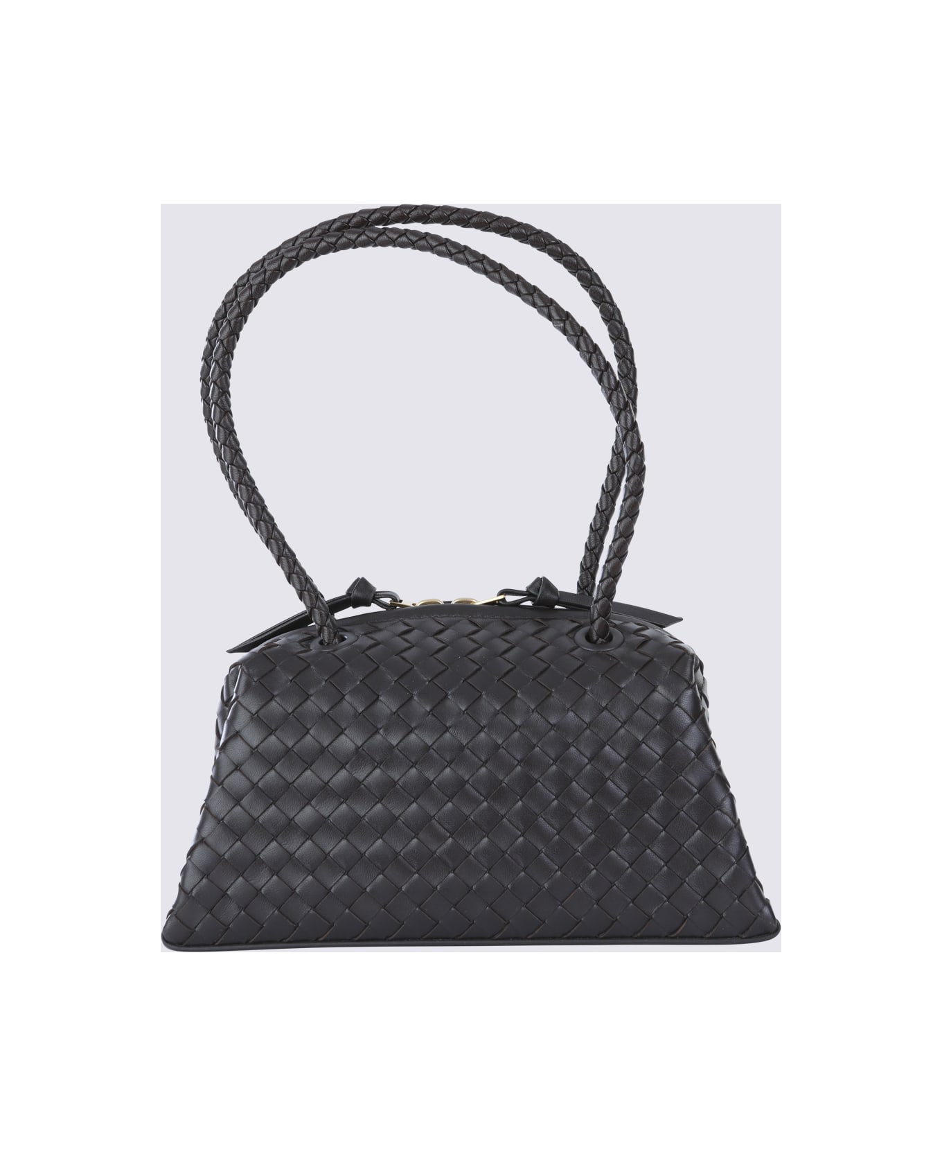 Bottega Veneta Black Leather Tokyo Pouch - FONDANT-GOLD