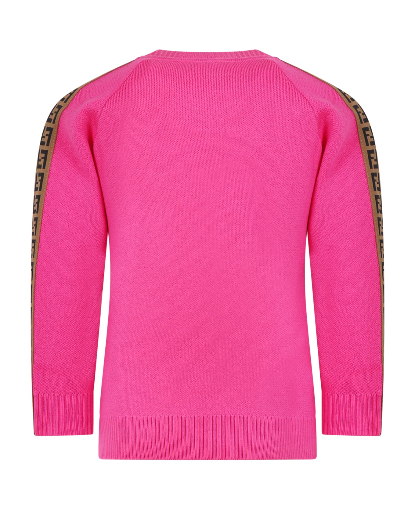 Fendi Fuchsia Sweater For Girl With Double Ff - Fuchsia ニットウェア＆スウェットシャツ