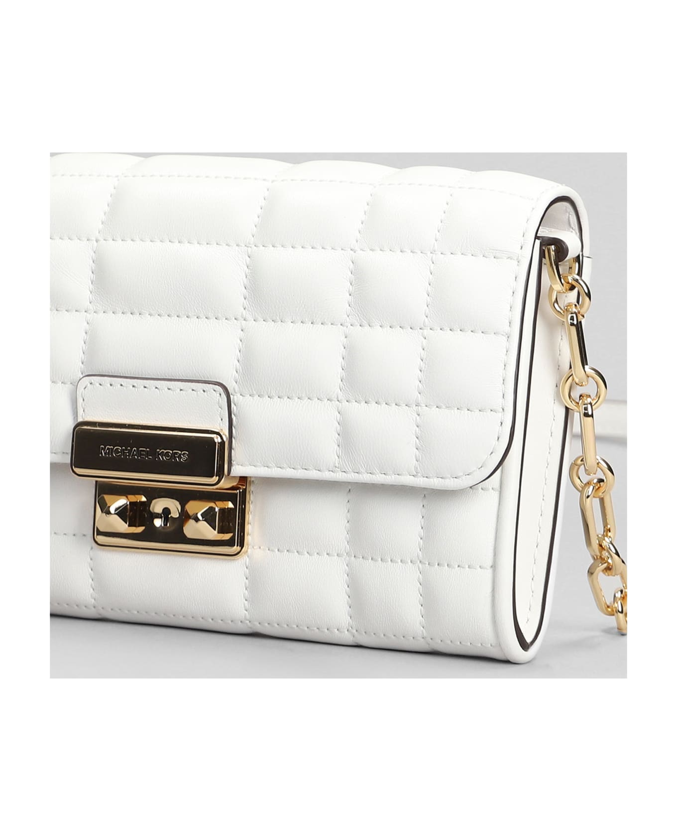 Michael Kors Tribeca Shoulder Bag In White Leather - white クラッチバッグ