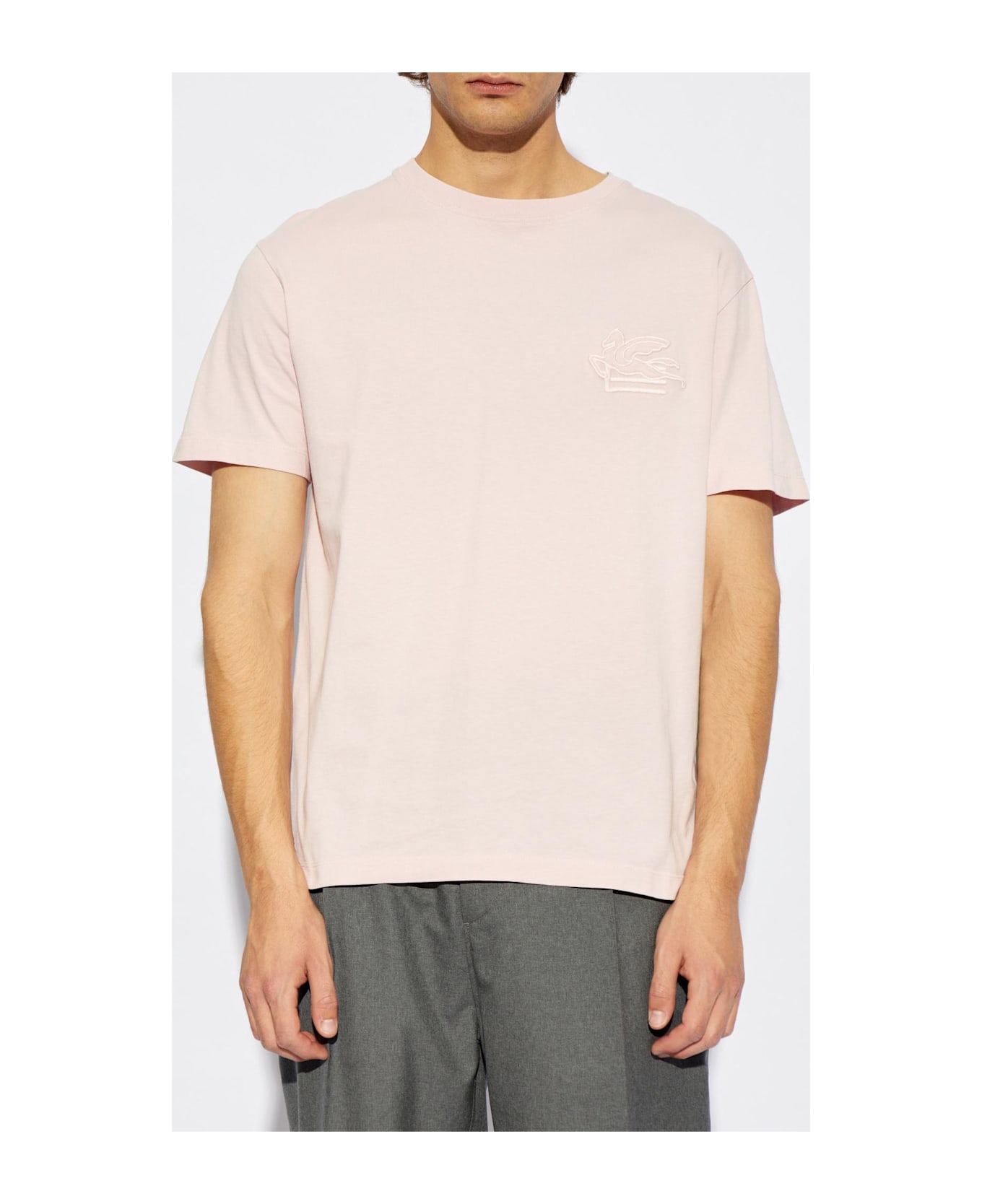 Etro Cotton T-shirt With Embroidered Logo - Pink