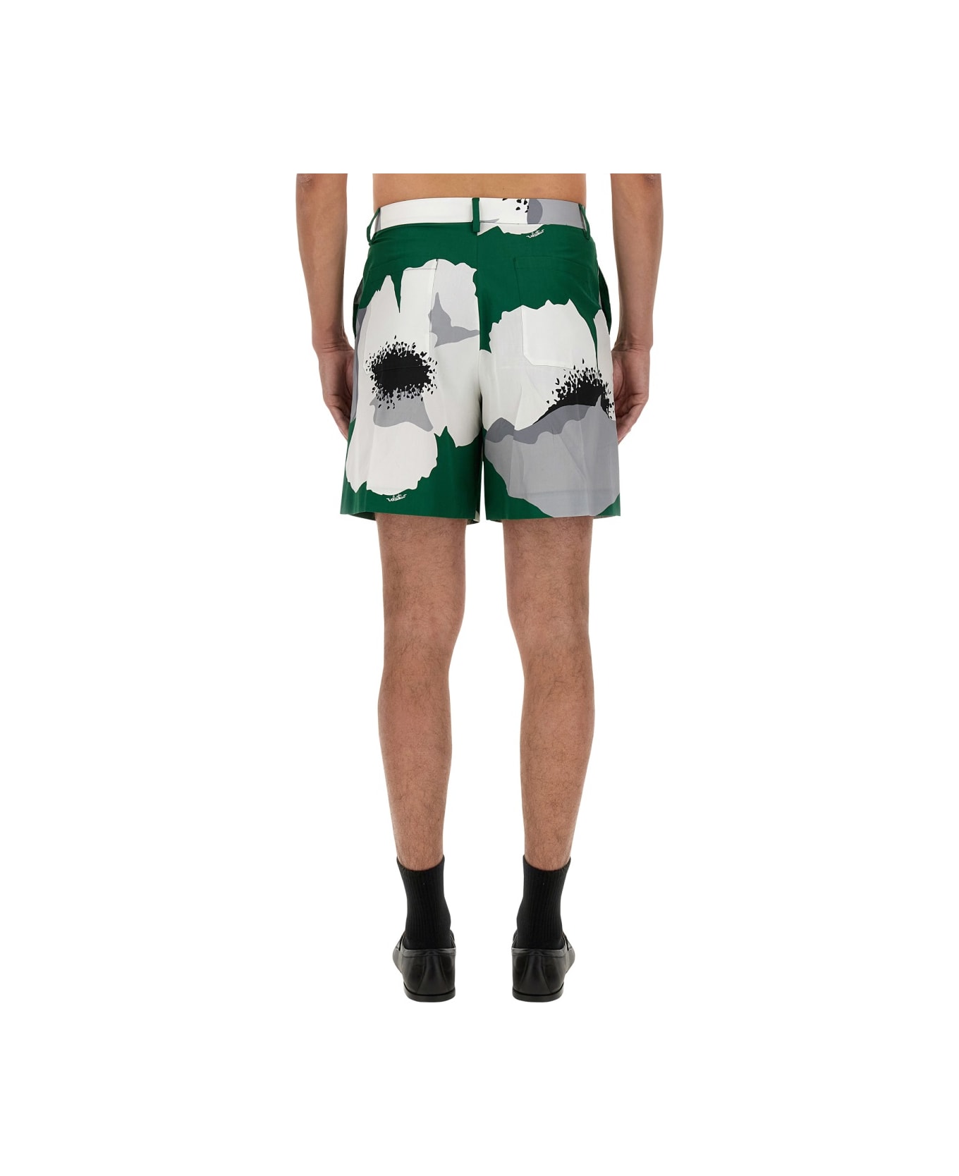 Valentino Flower Portrait Print Bermuda Shorts - GREEN ショートパンツ