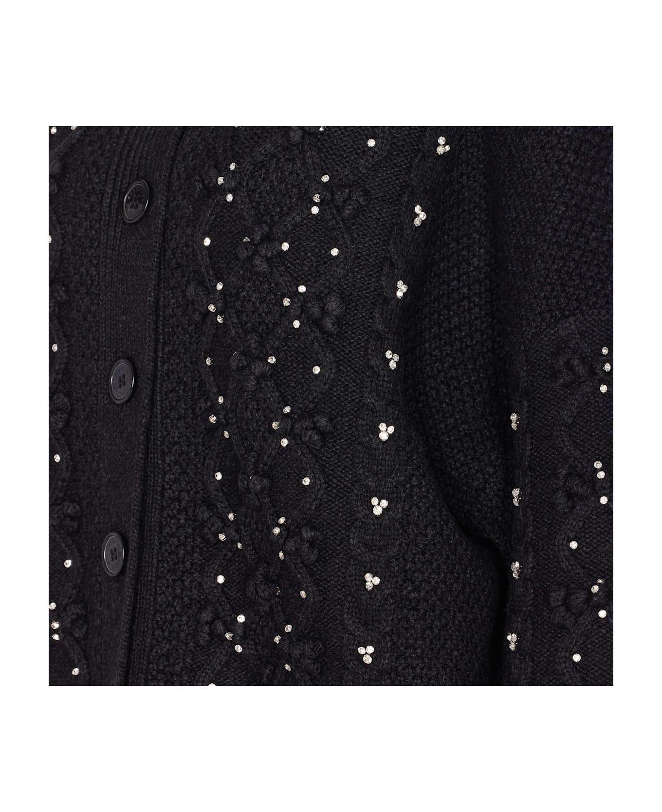 Essentiel Antwerp Iltimate Braided Cardigan With Rhinestone Decorations - Black