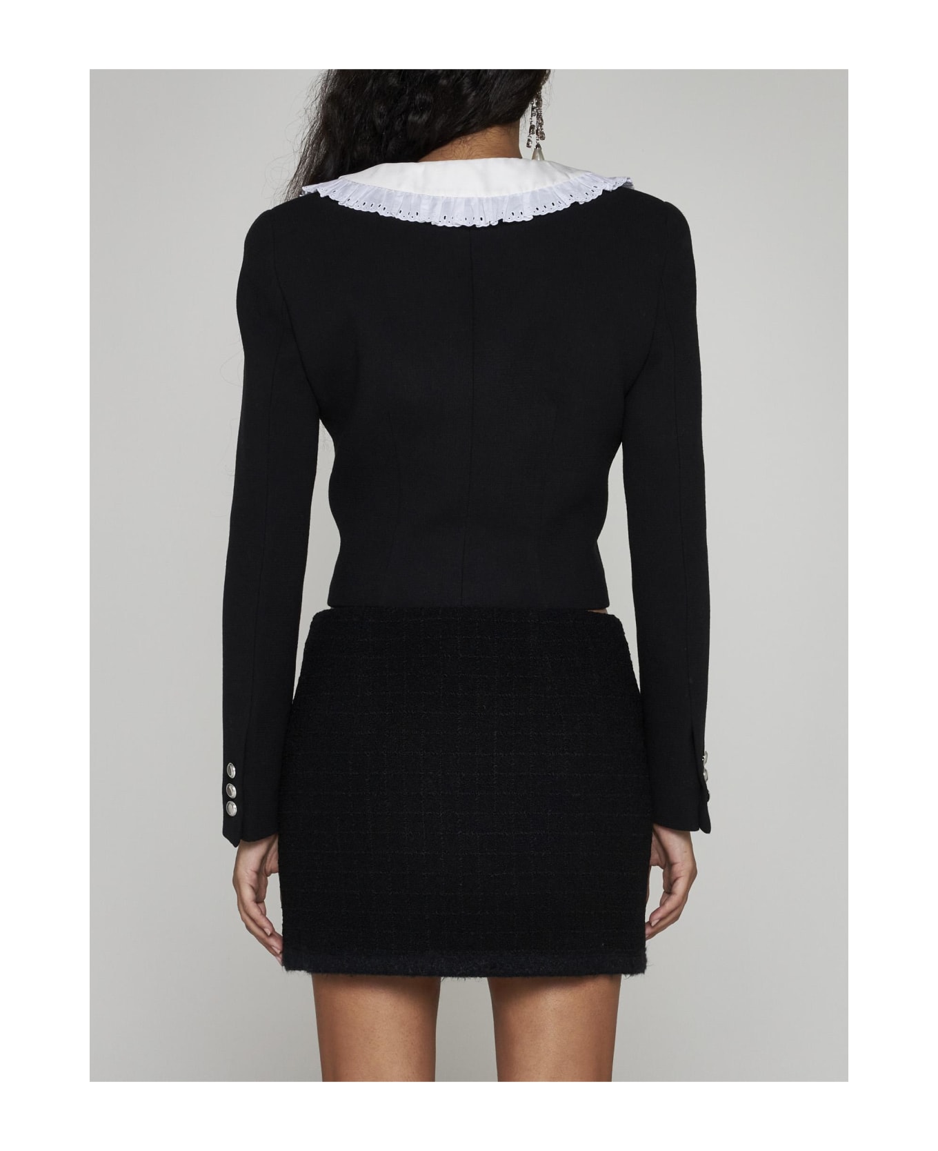 Alessandra Rich Collar Wool Jacket - Black