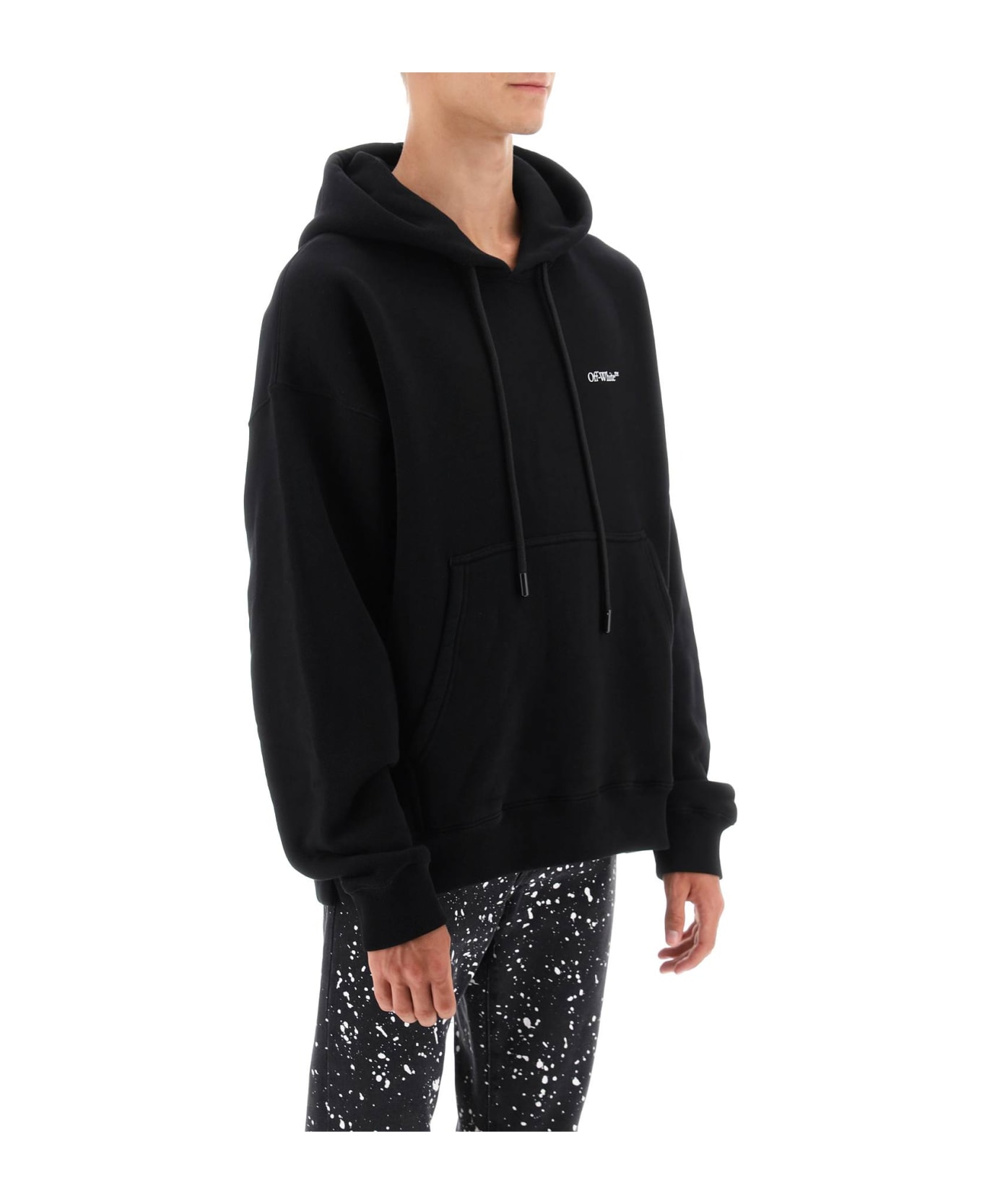 Off-White Hoodie With Back Arrow Print - black
