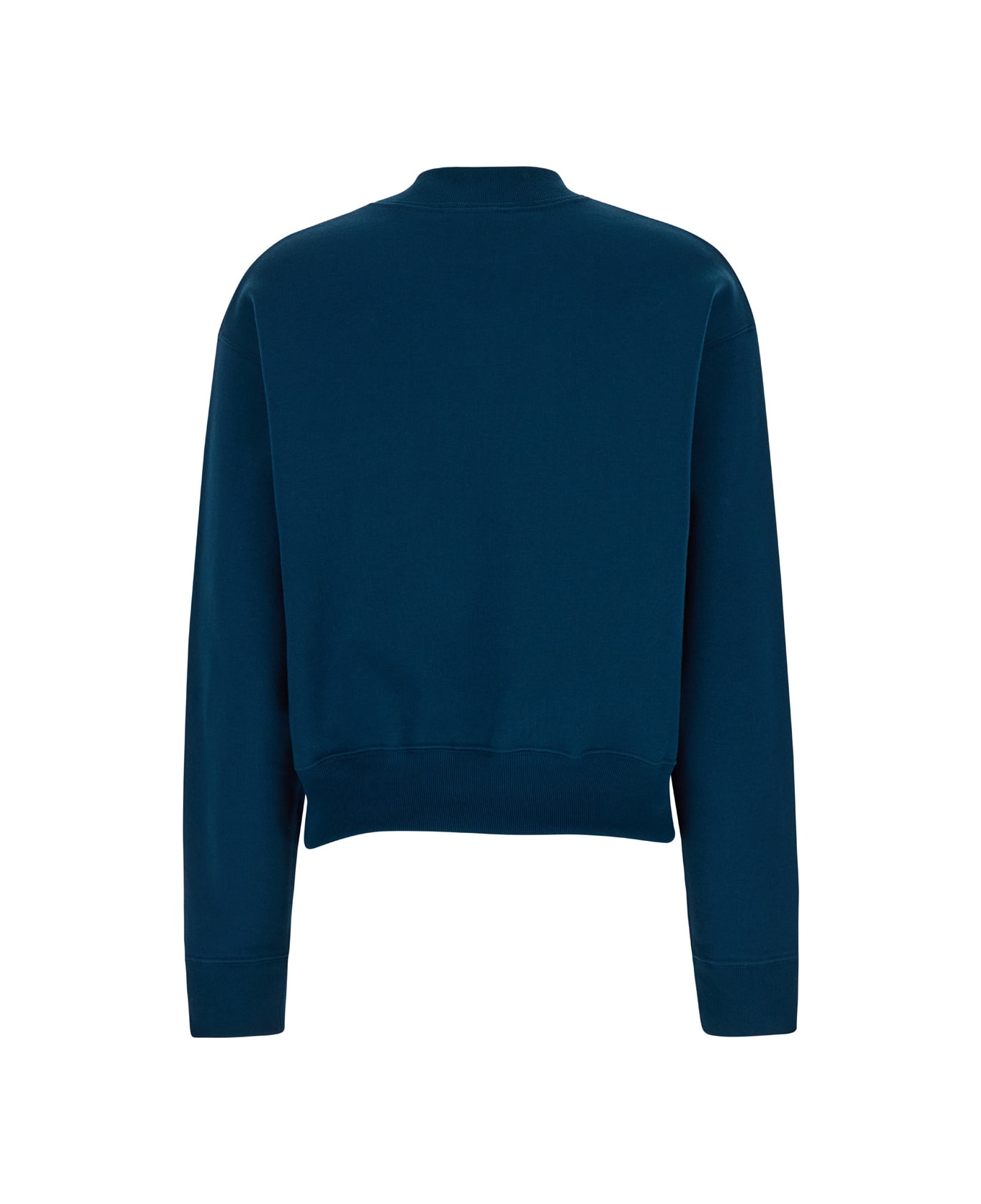 Chloé Blue Crewneck Sweatshirt With Logo Lettering Print In Cotton Woman - Blu