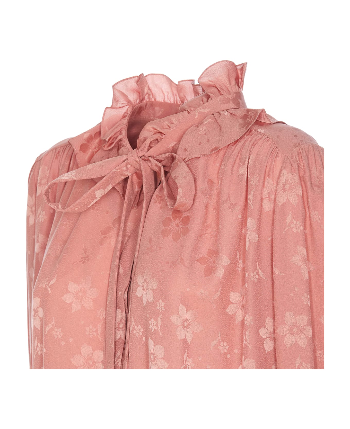 Chloé Fluid Jacquard Silk Shirt - PINK