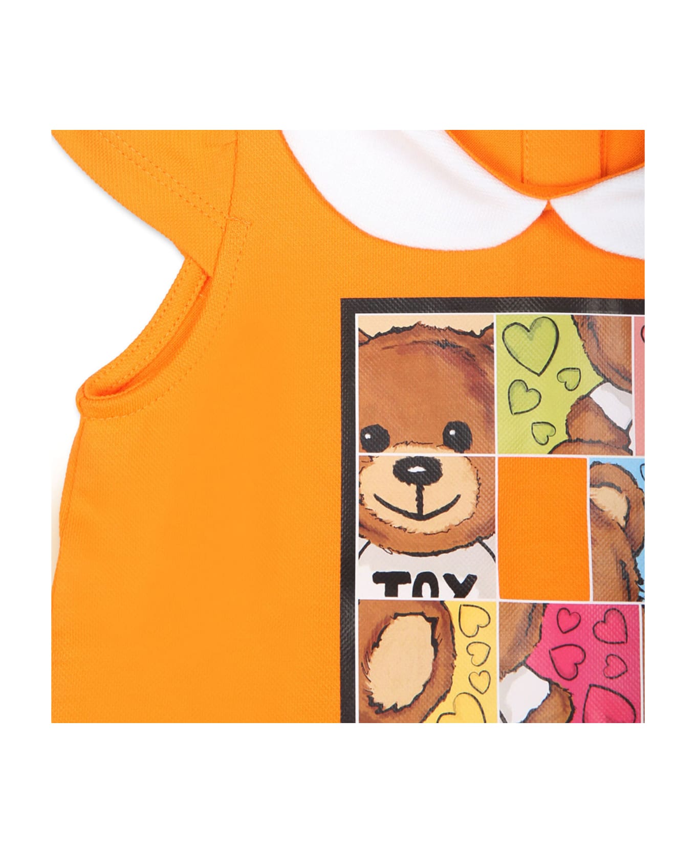 Moschino Orange Dress For Baby Girl With Teddy Bear - Orange