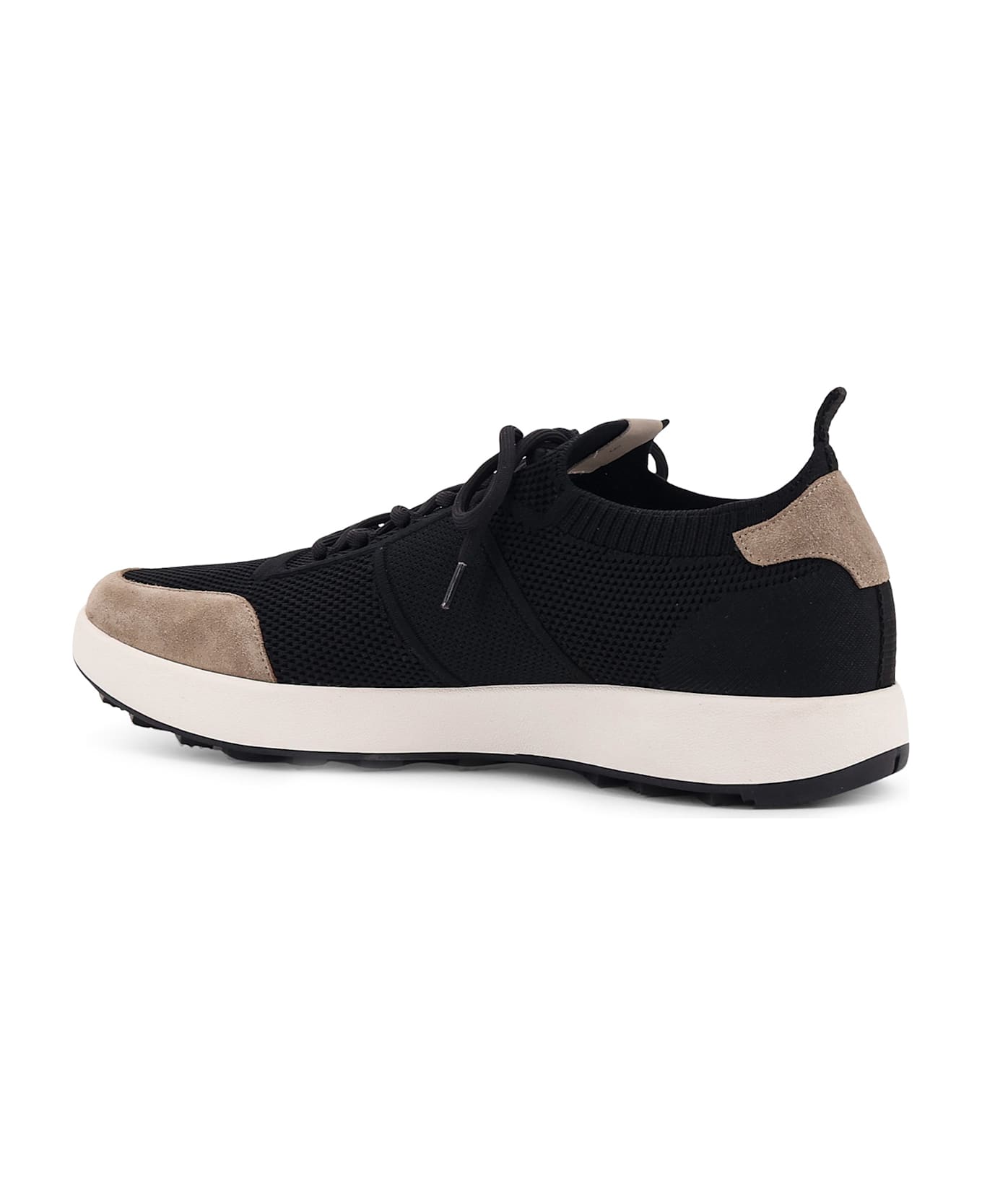 Kiton Low-top Mesh Sneakers With Suede Profiles - Black