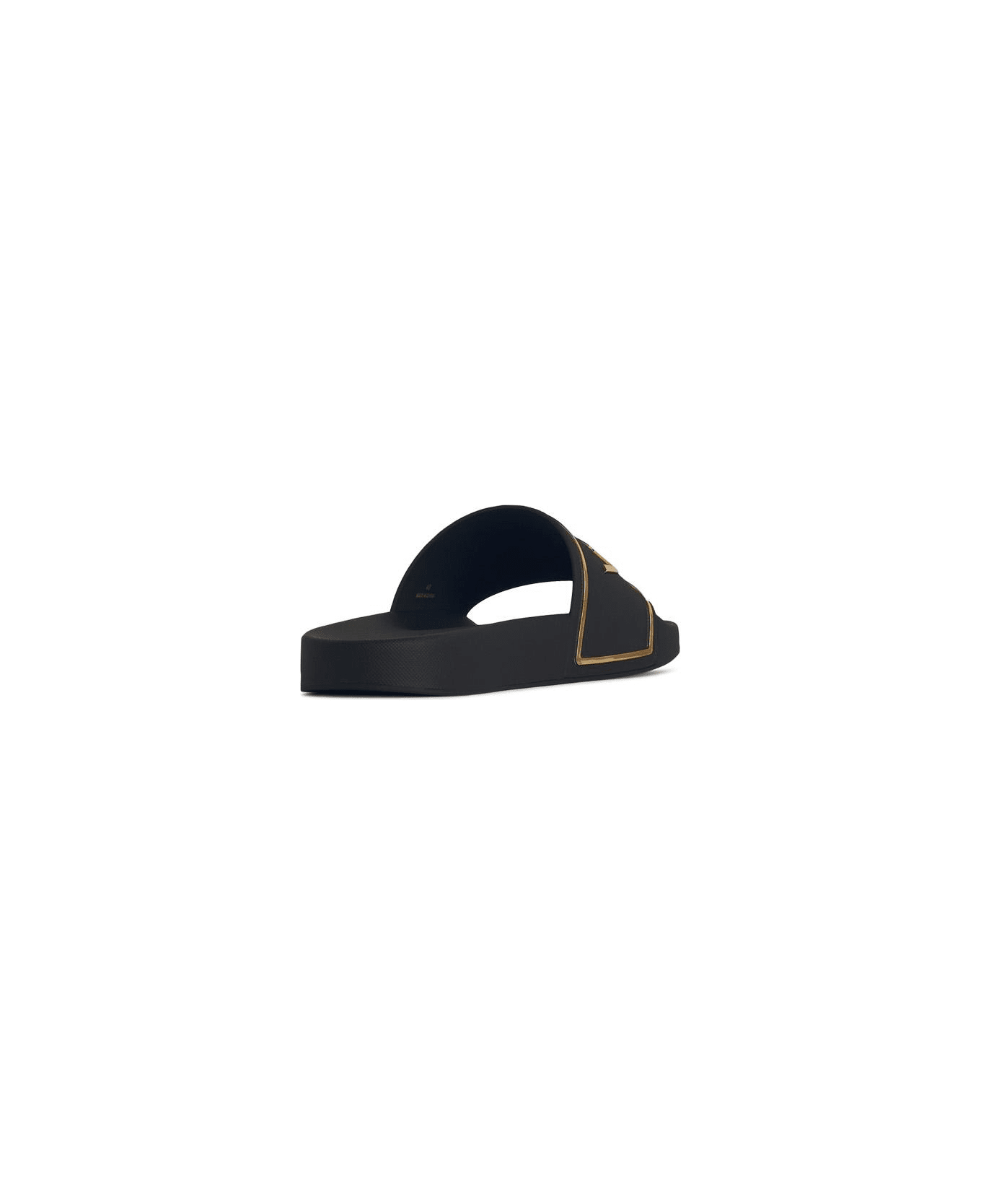 Versace Black Rubber Slippers - BLACK