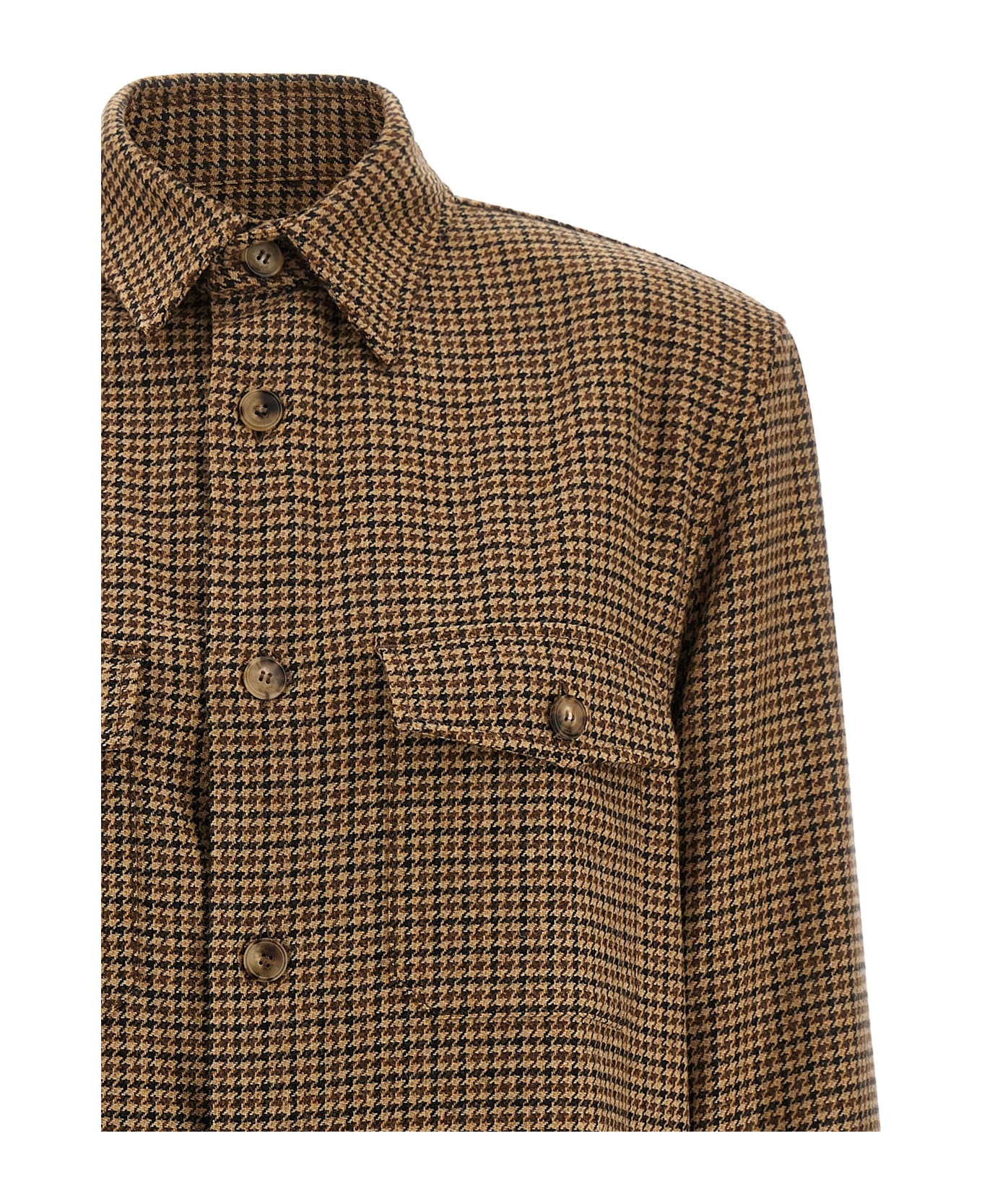 Saint Laurent Houndstooth Overshirt - Brown