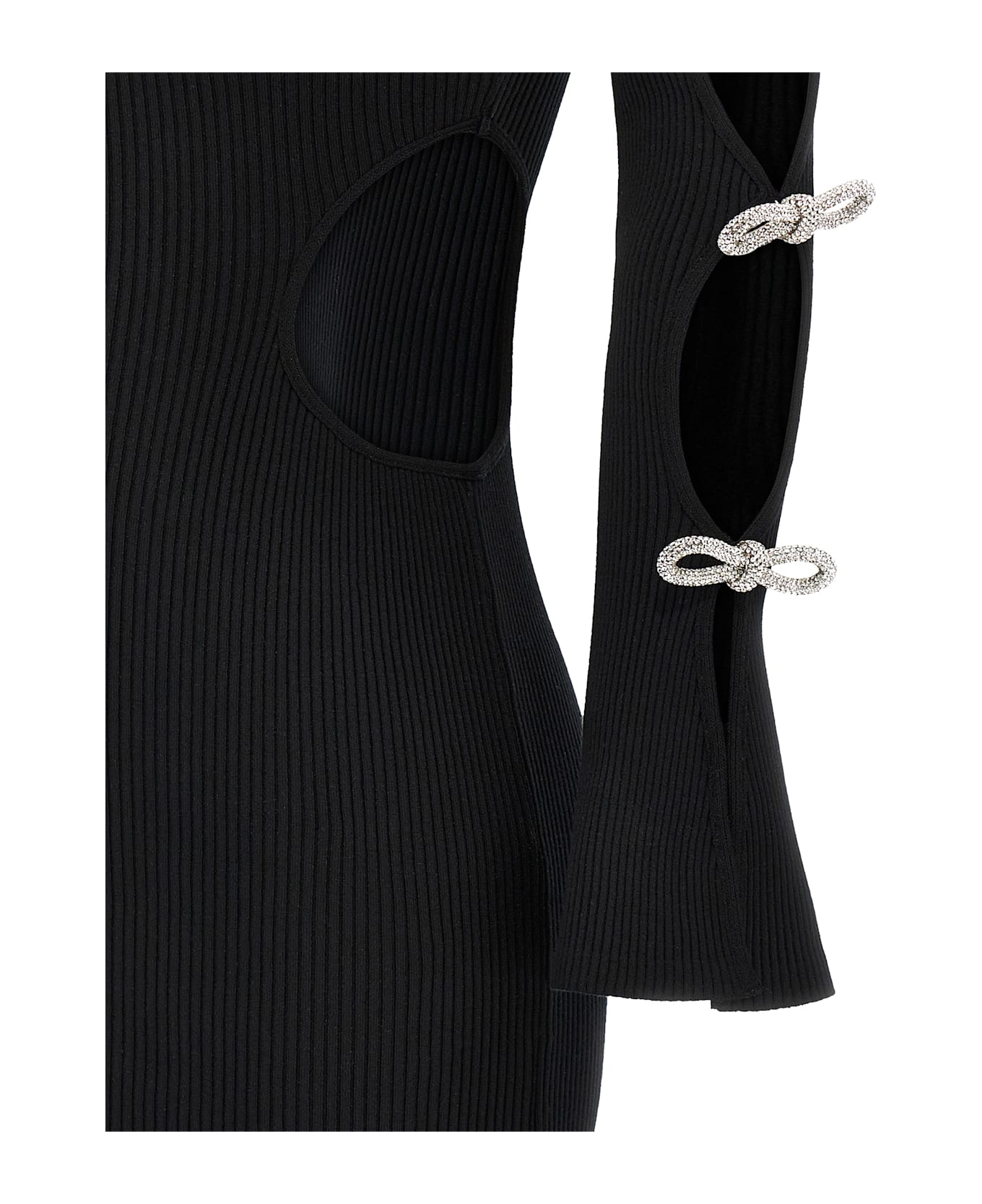 Mach & Mach 'cut-out Crystal Bow' Dress - Black  