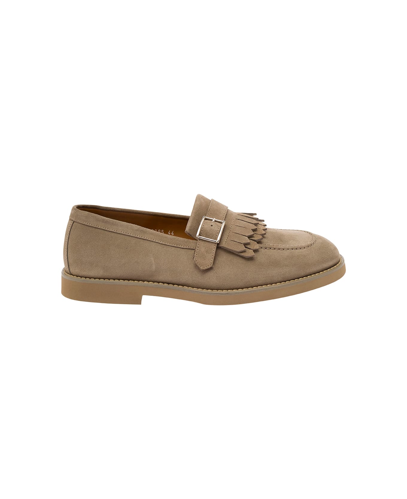Doucal's Beige Loafers With Fringe And Buckle In Suede Man - Beige