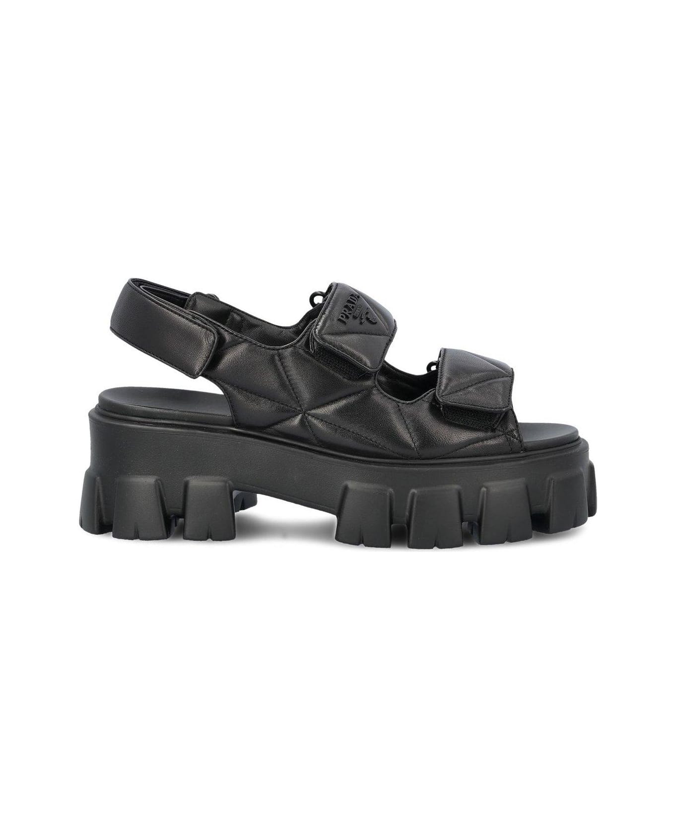 Prada Triangle-logo Quilted Sandals - Nero サンダル