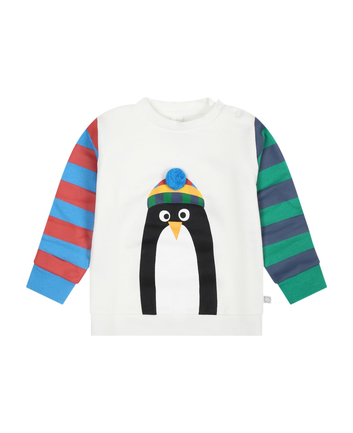 Stella McCartney Kids White Sweatshirt For Baby Boy With Penguin - White ニットウェア＆スウェットシャツ