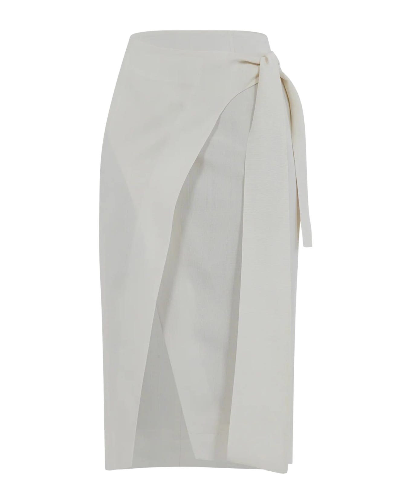 SEMICOUTURE Cream White Armored Viscose Wrap Skirt - White