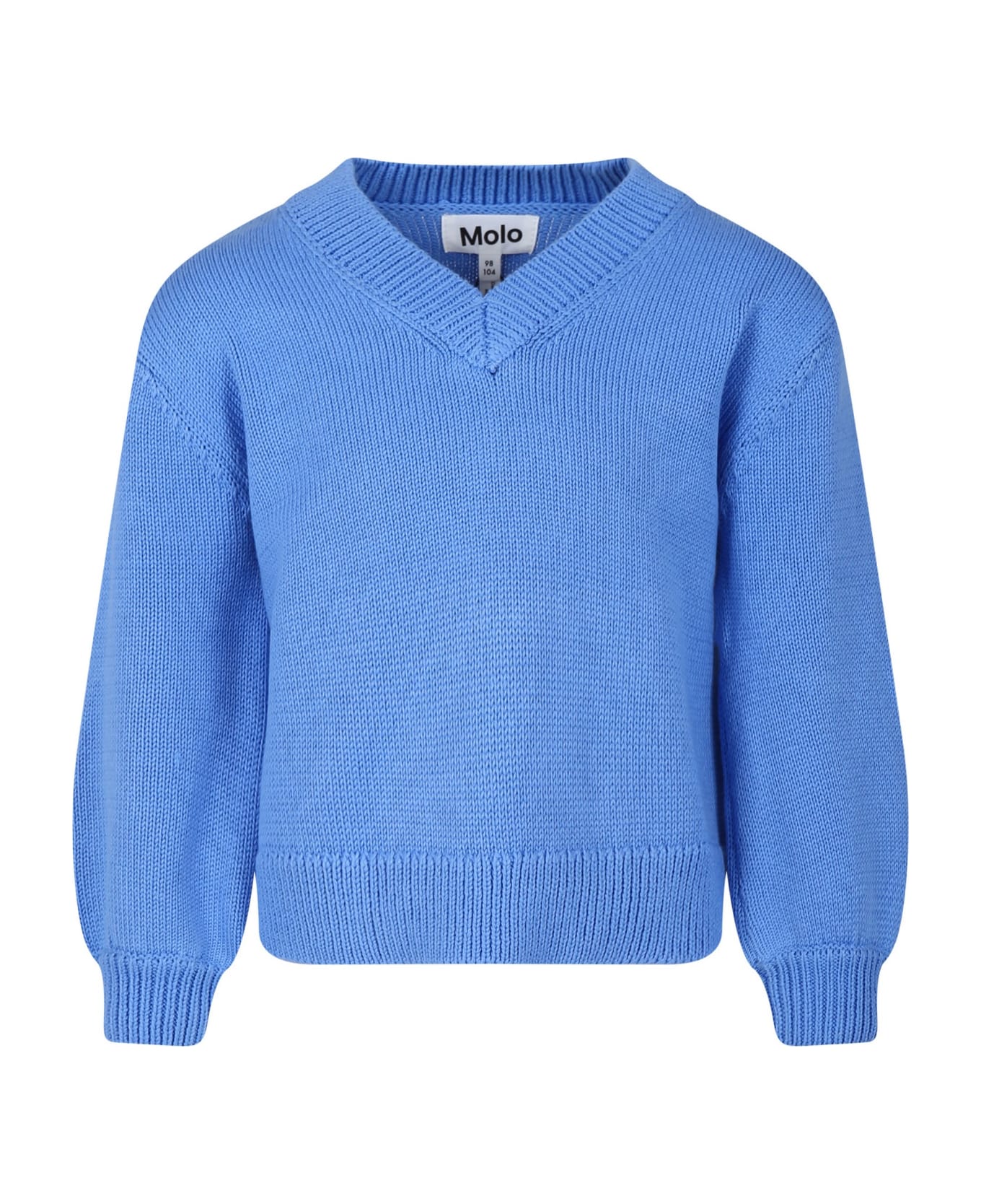 Molo Light Blue Sweater For Girl - Light Blue ニットウェア＆スウェットシャツ