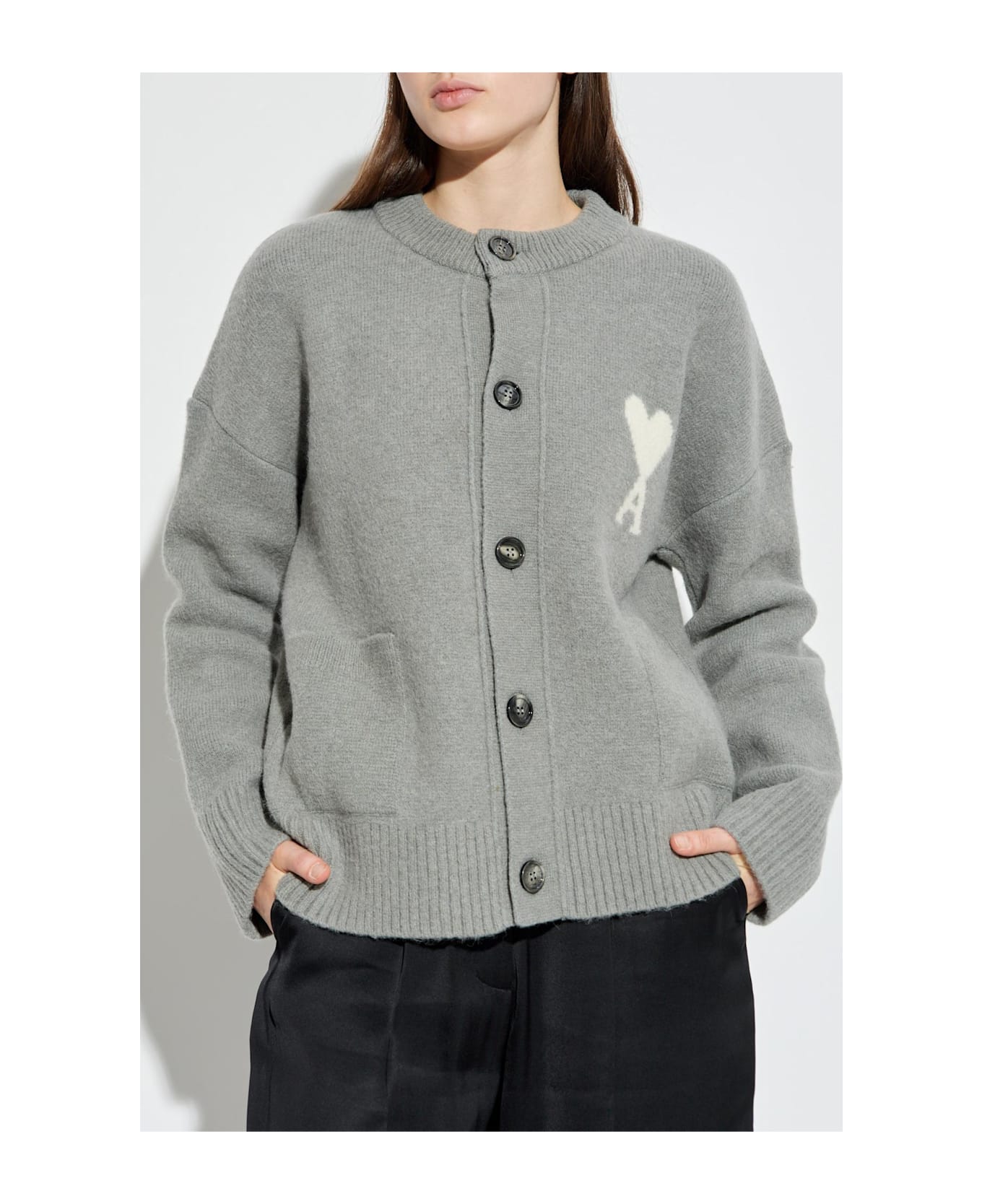 Ami Alexandre Mattiussi Cardigan With Logo - GREY