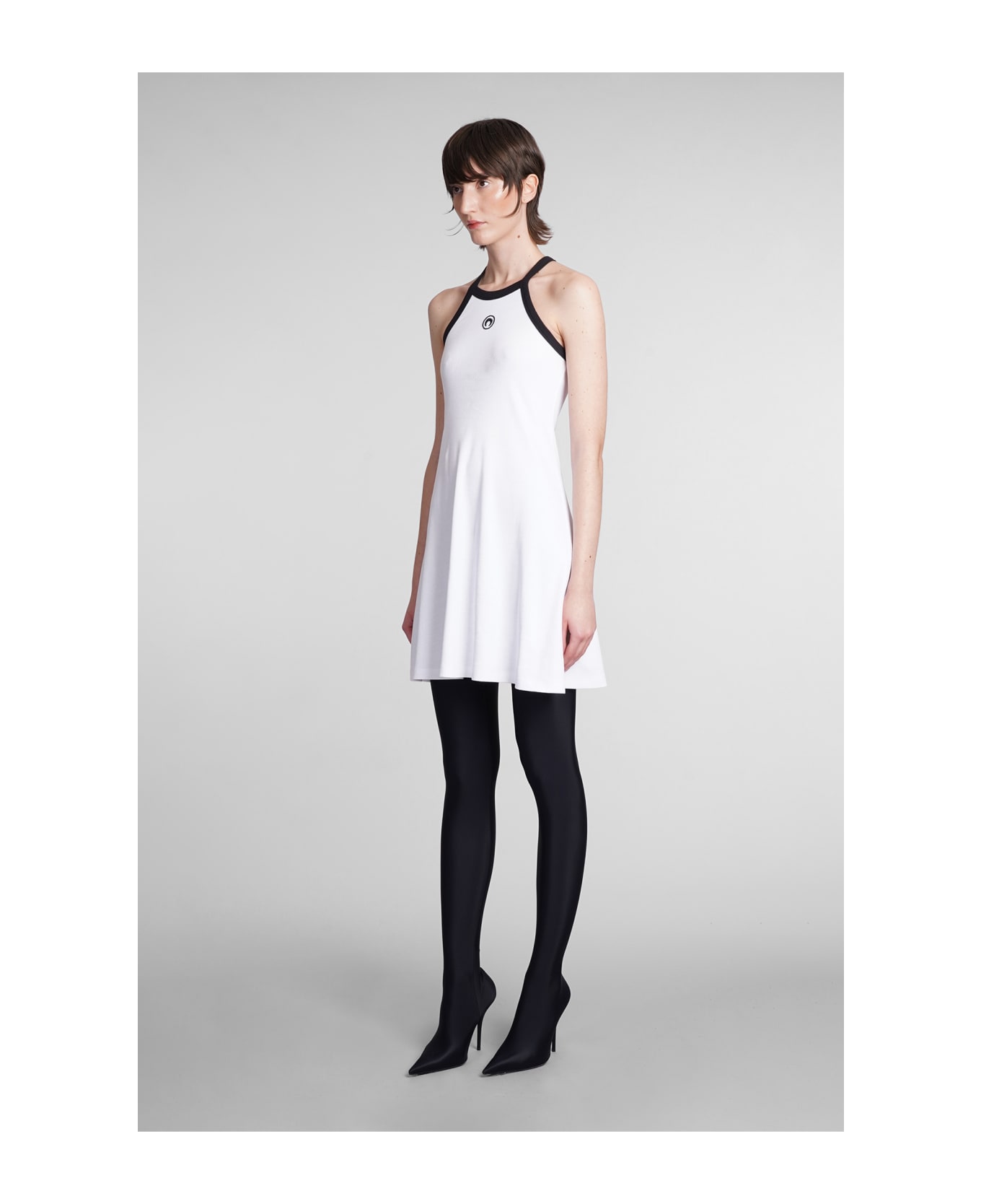 Marine Serre White Stretch Cotton Mini Dress - WHITE