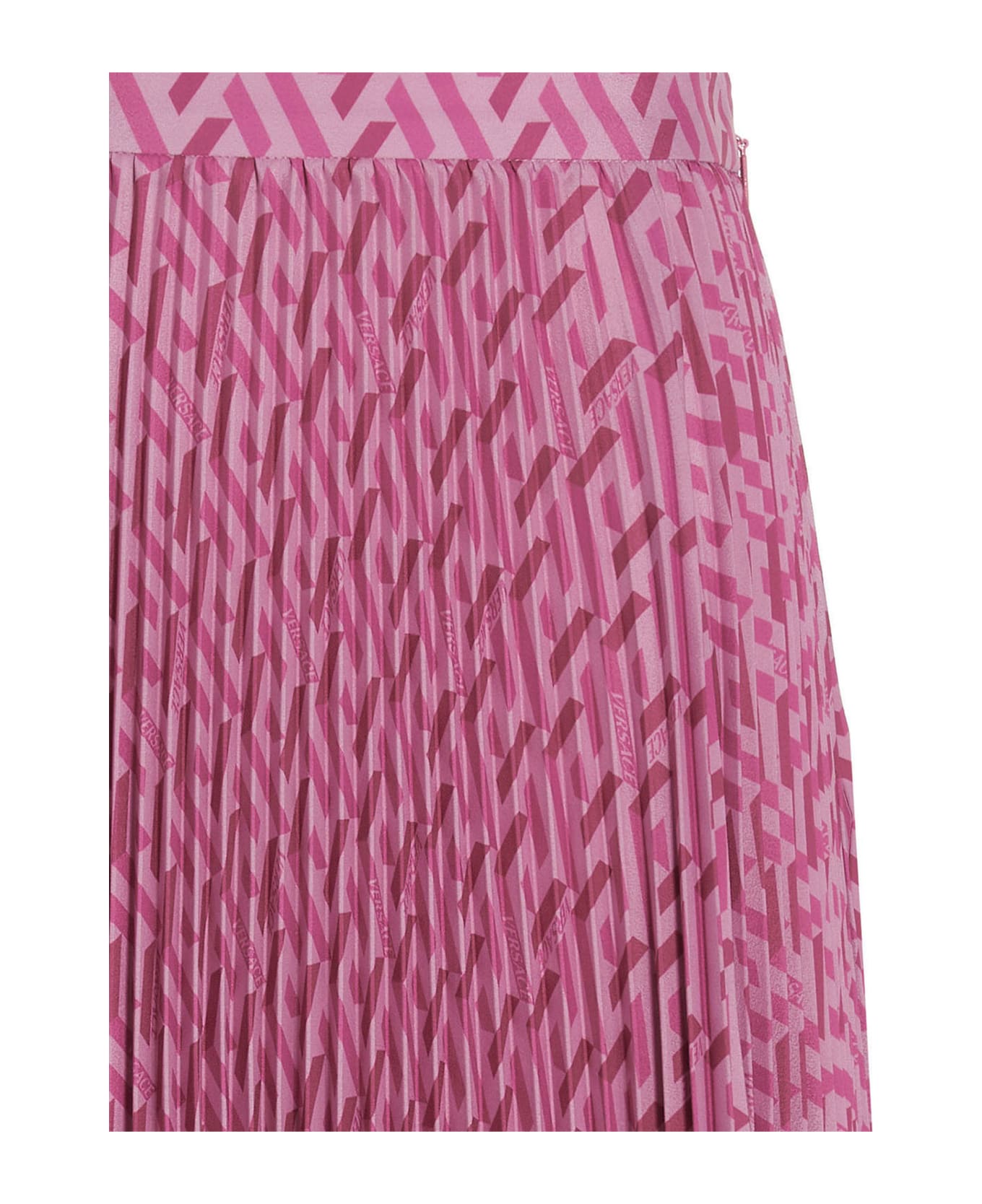 Versace Logo Pleated Skirt - Pink