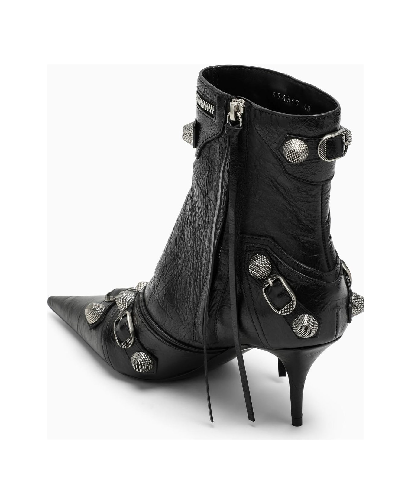 Balenciaga Black Leather Cagole Ankle Boot - BLACK