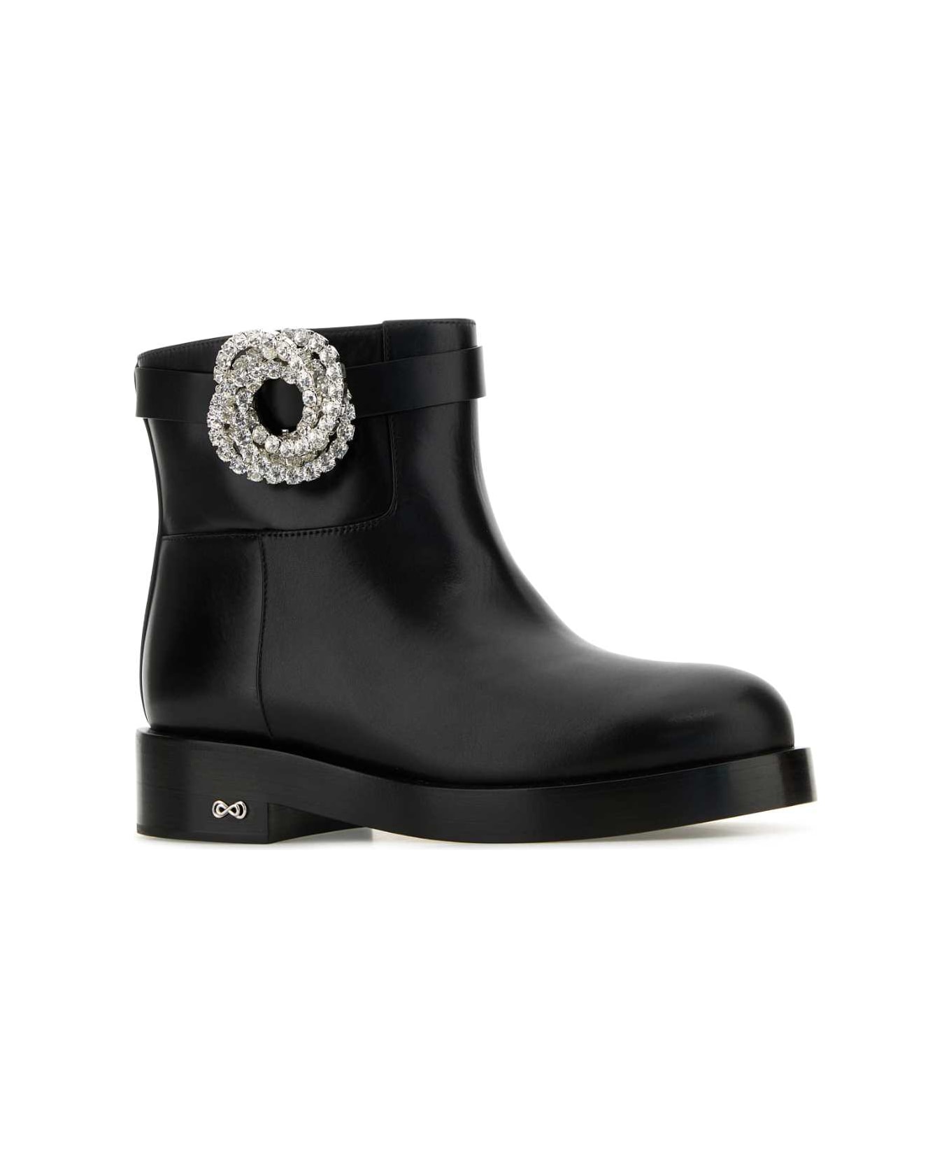 Mach & Mach Black Leather Galaxy Ankle Boots - BLACK