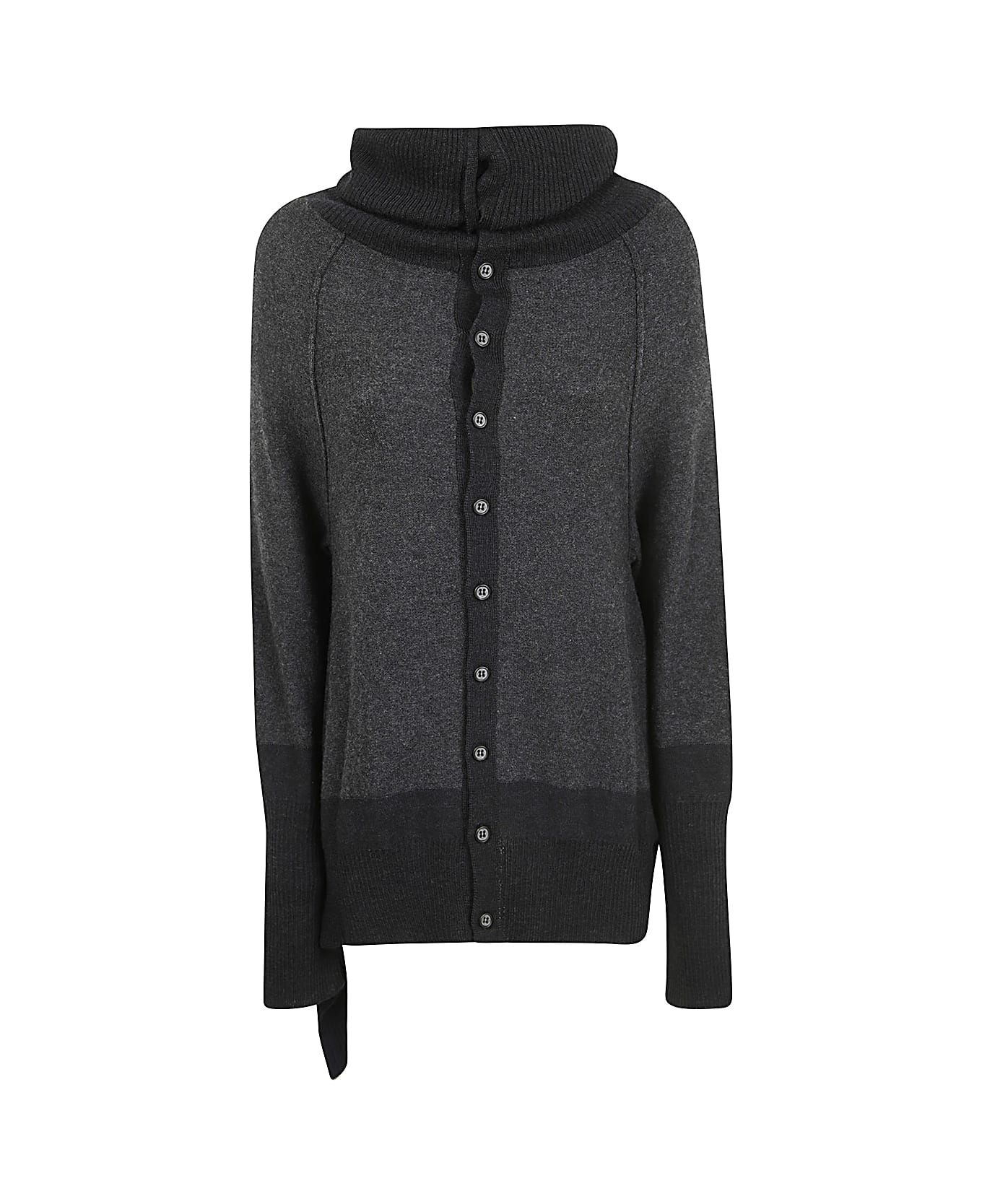 Y's Side Drape Cardigan - Charcoal