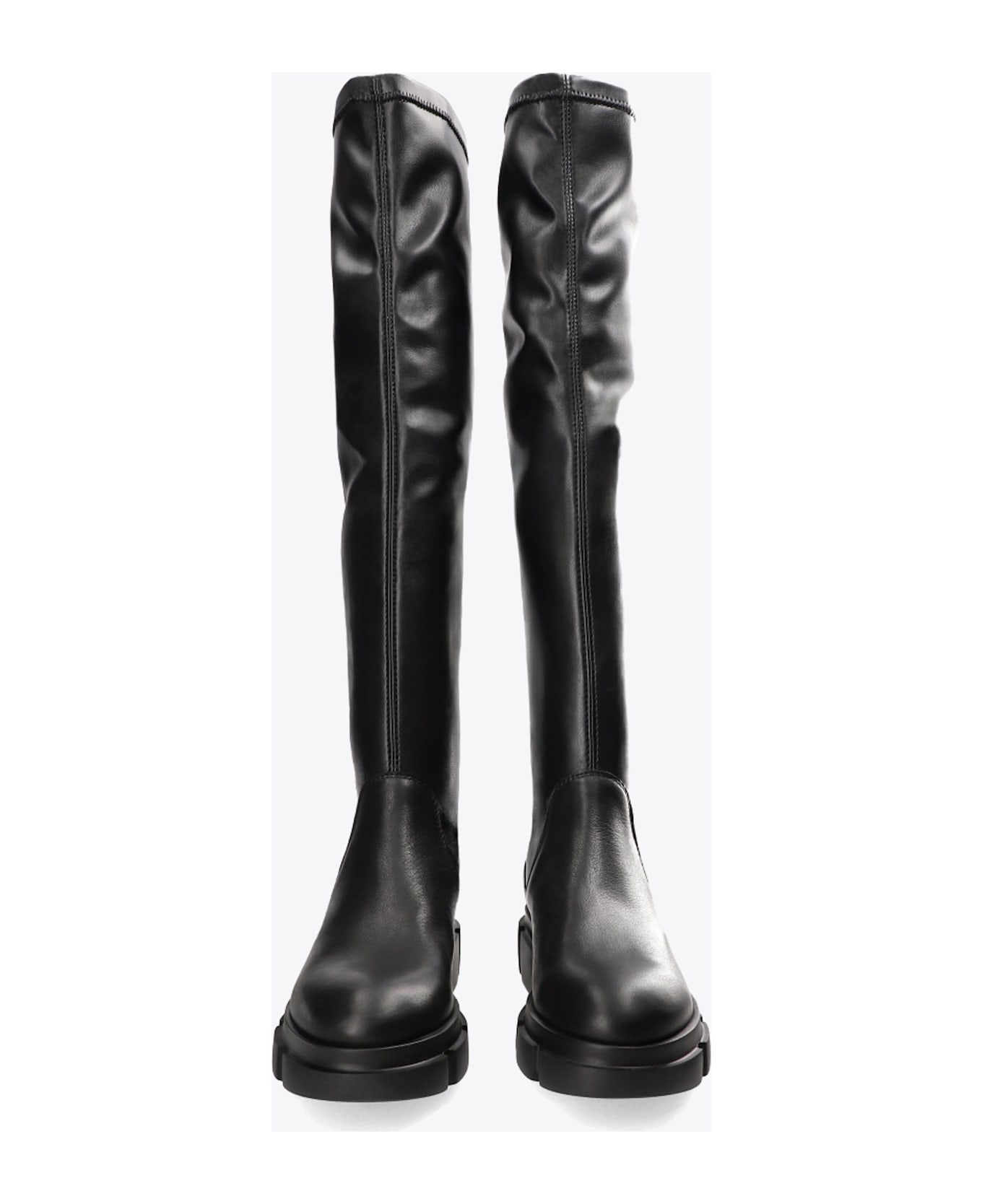 Copenhagen Woman Boot Black stretch leather slip-on knee-high boots - Nero