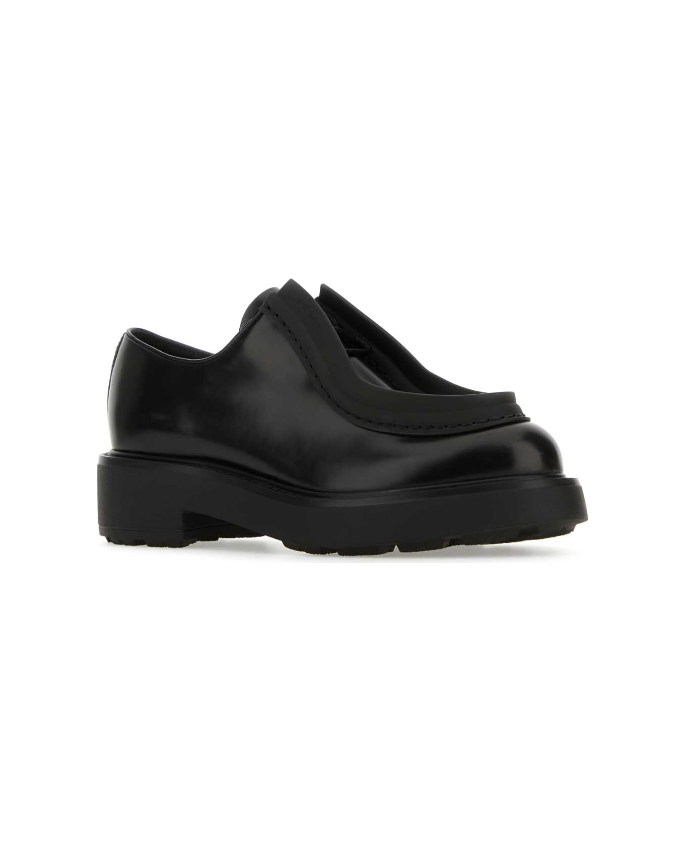 Prada Black Leather Lace-up Shoes - Black