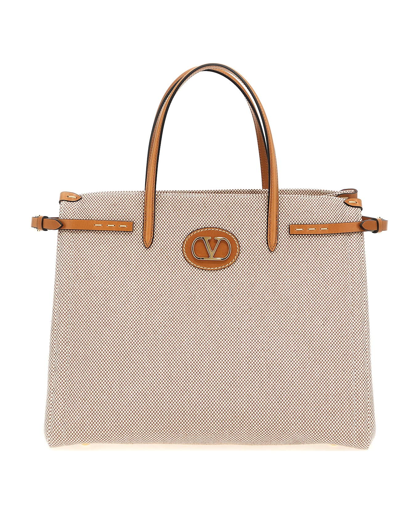 Valentino Garavani 'antibes' Medium Shopping Bag - Beige