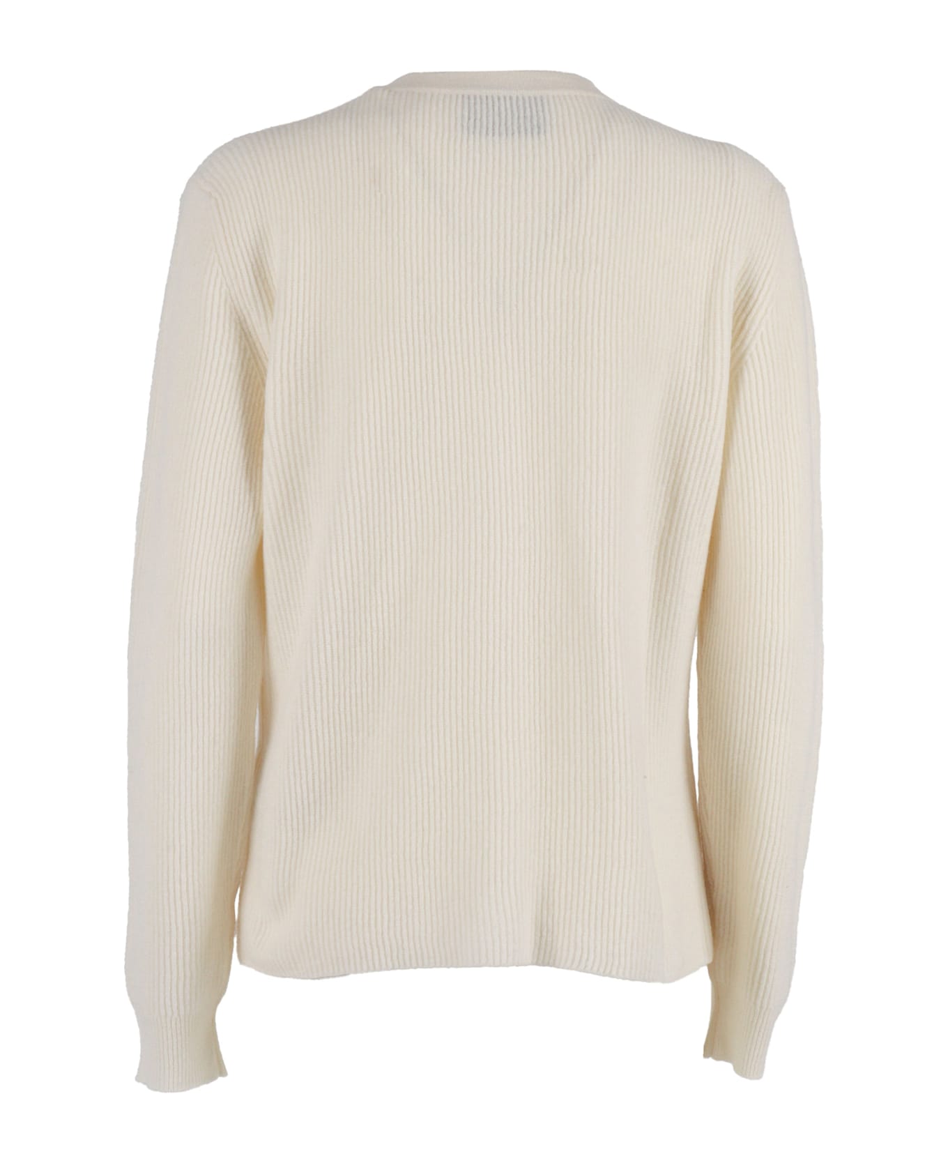 Ballantyne R Neck Cardigan - WHITE