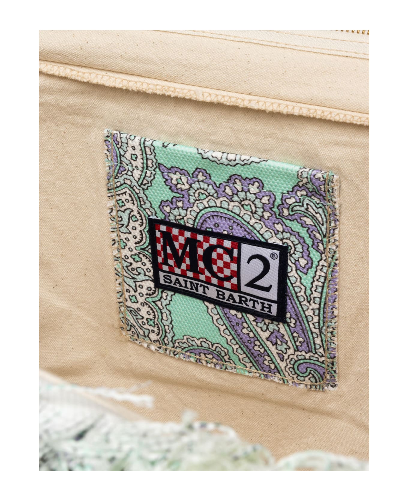 MC2 Saint Barth Cotton Canvas Tote Bag With Paisley Print - GREEN