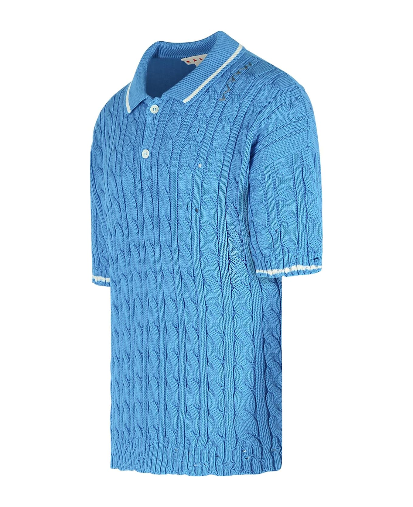 Marni Polo Shirt In Light Blue Cotton - Azure