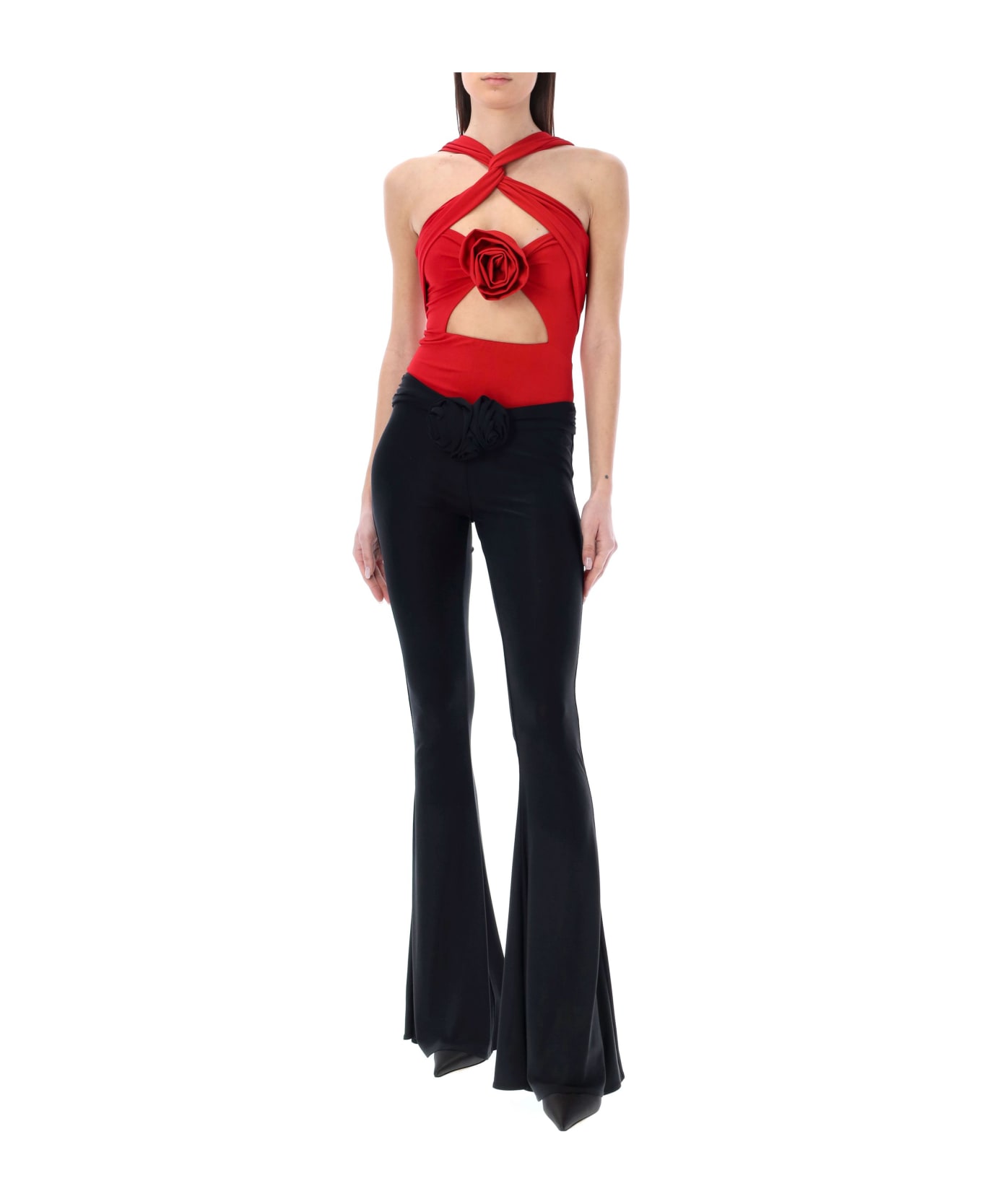 Magda Butrym Twisted Cutout Jersey Bodysuit - RED