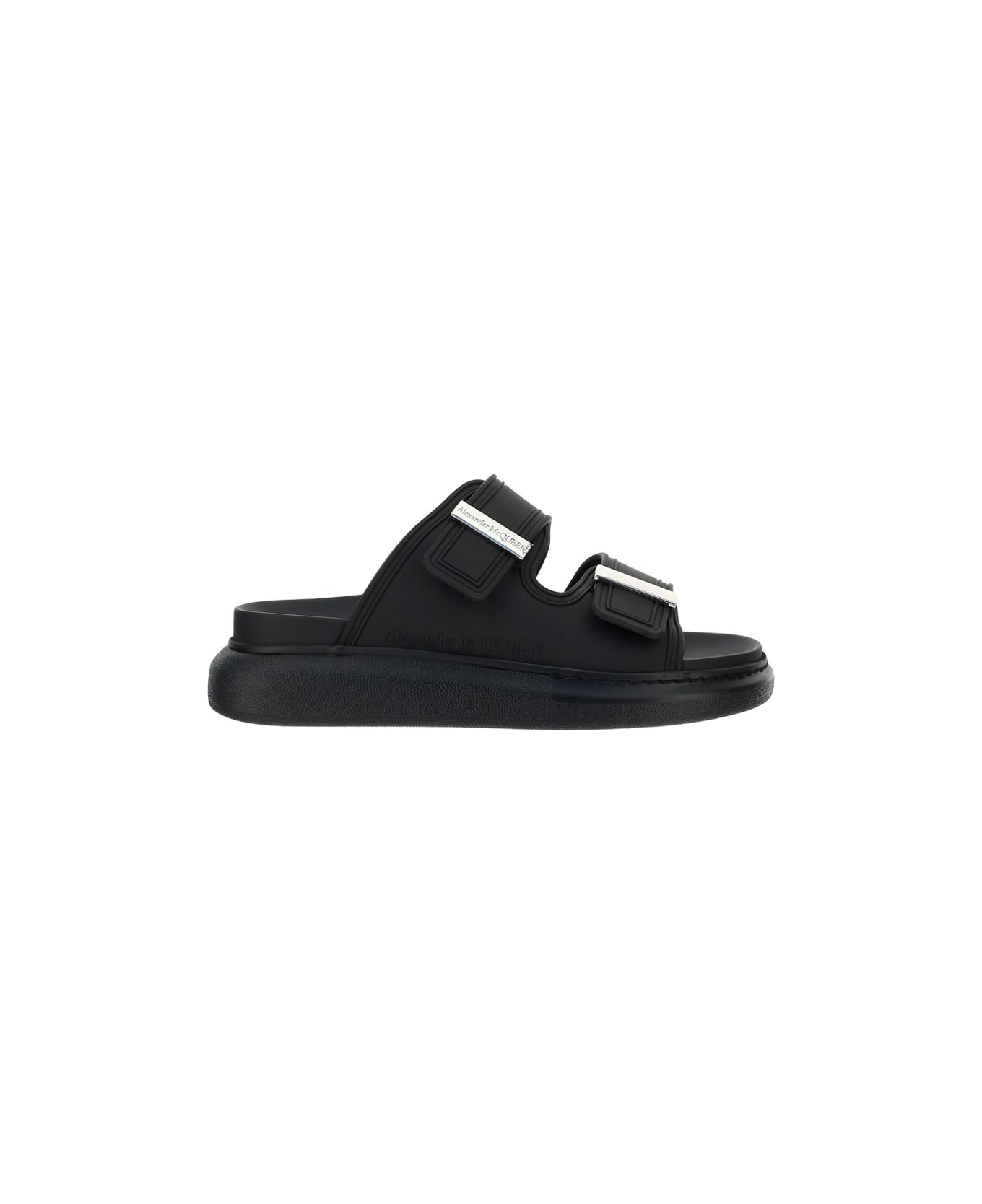 Alexander McQueen Double-strap Rubber Sandals - Black サンダル