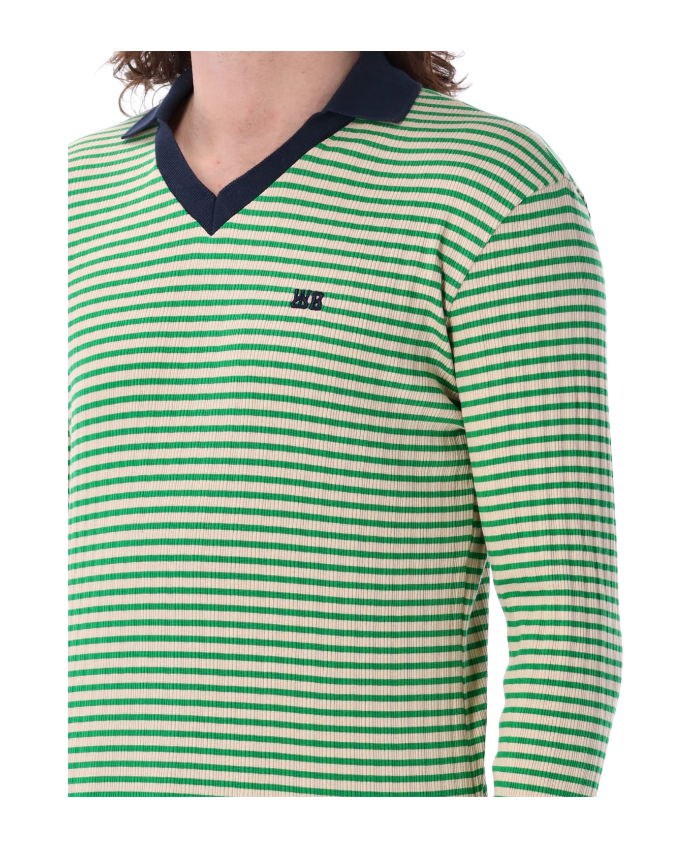 Wales Bonner Sonic Polo - IVORY/GREEN シャツ