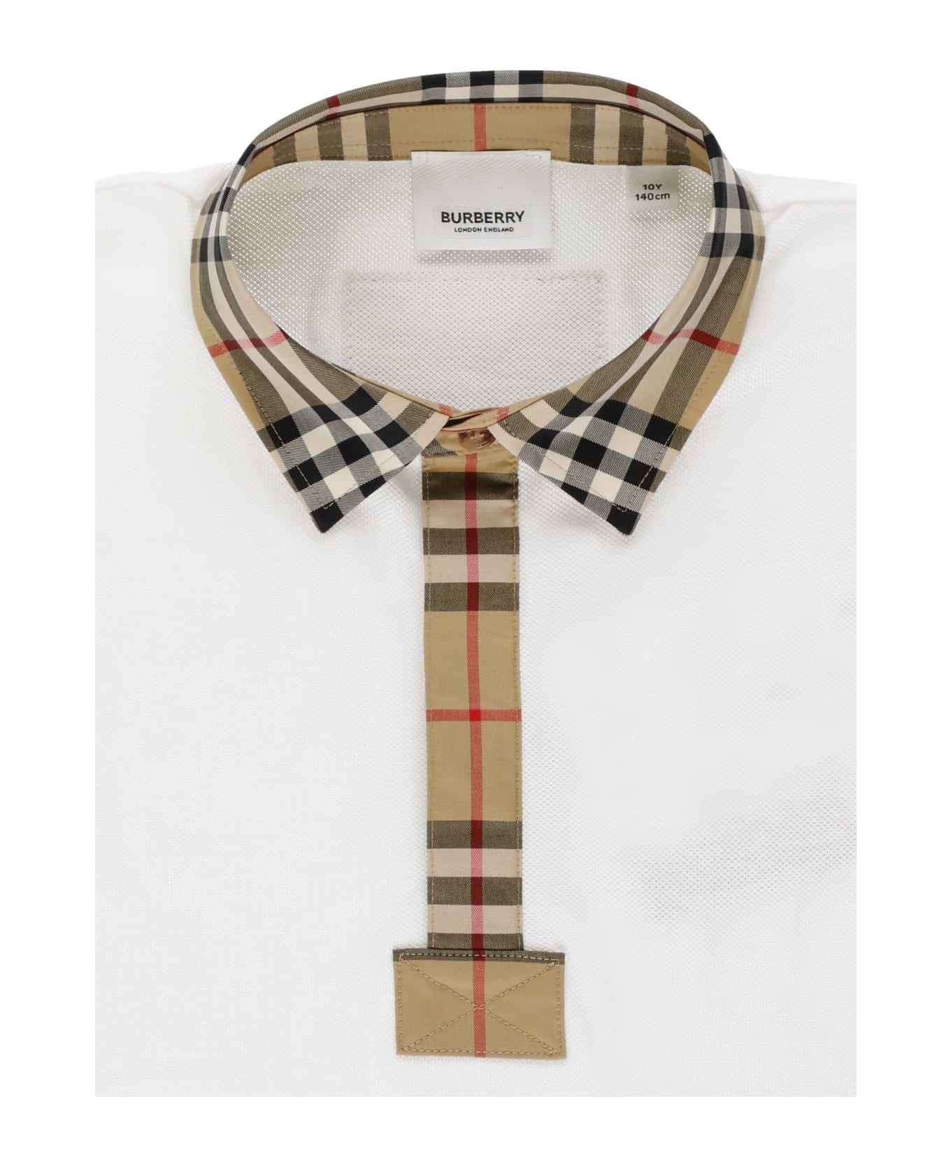 Burberry Vintage Check Trim Cotton Pique Polo Shirt