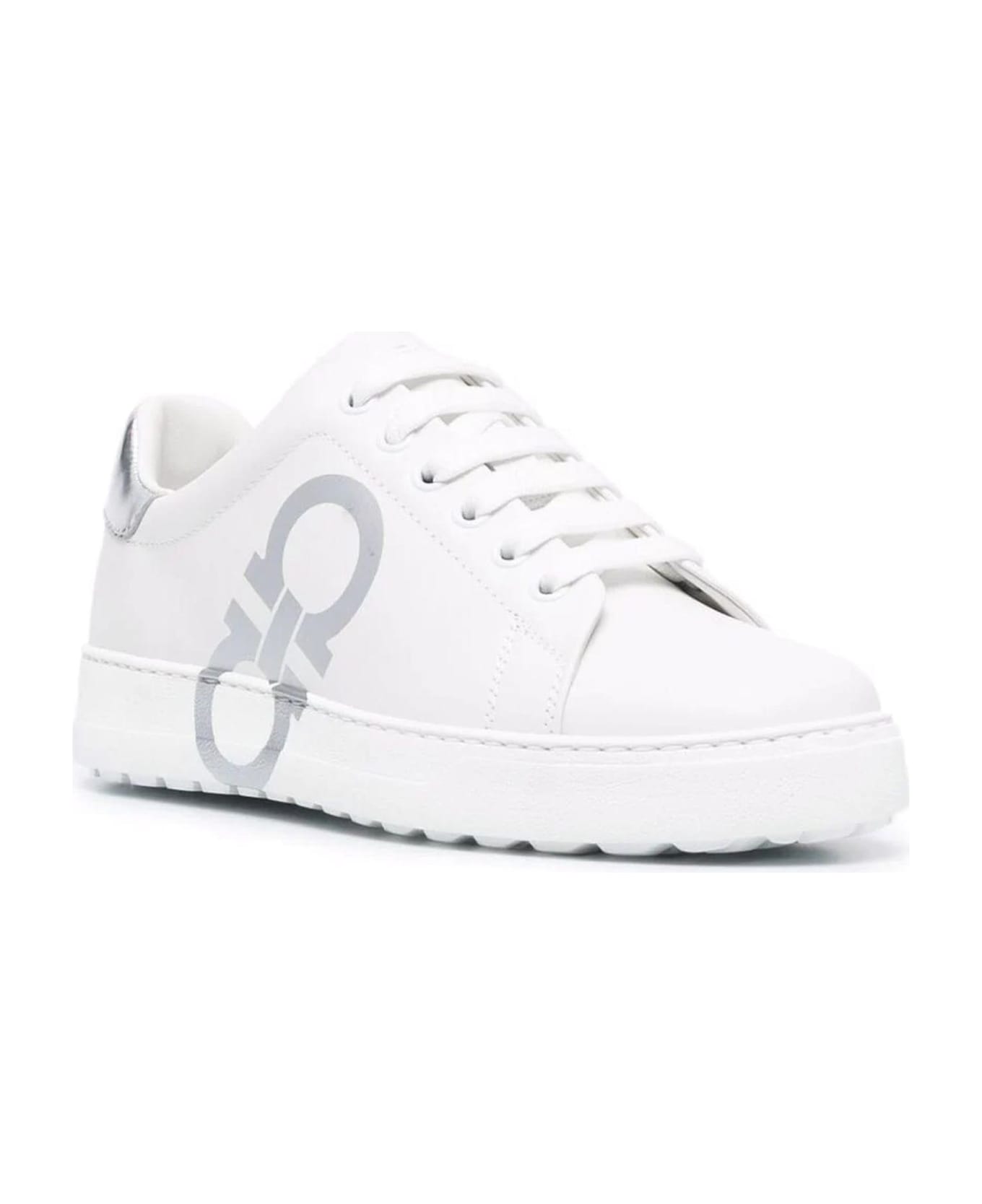 Ferragamo White Leather Sneakers - White
